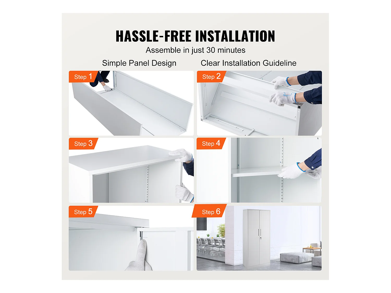 Armoire de Rangement en Métal SucceBuy, 3 Clés Étagères Réglables Porte Magnétique Blanc