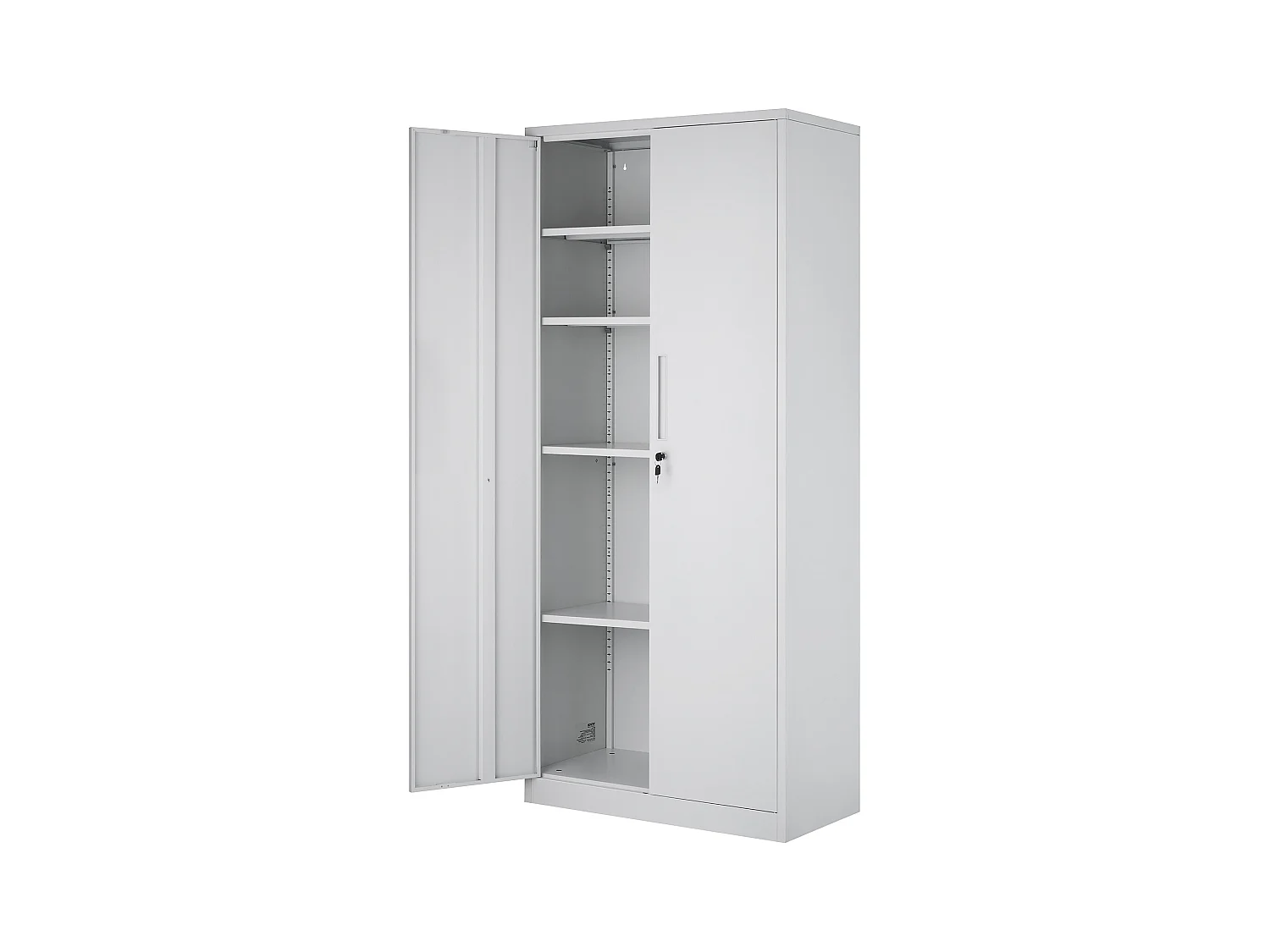 Armoire de Rangement en Métal SucceBuy, 3 Clés Étagères Réglables Porte Magnétique Blanc
