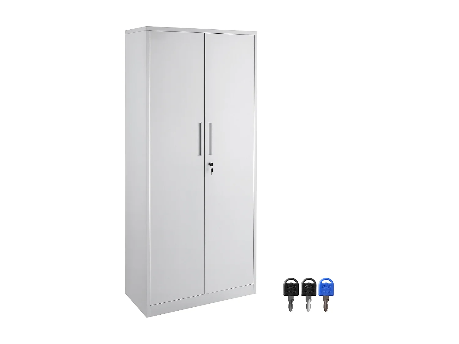 Armoire de Rangement en Métal SucceBuy, 3 Clés Étagères Réglables Porte Magnétique Blanc