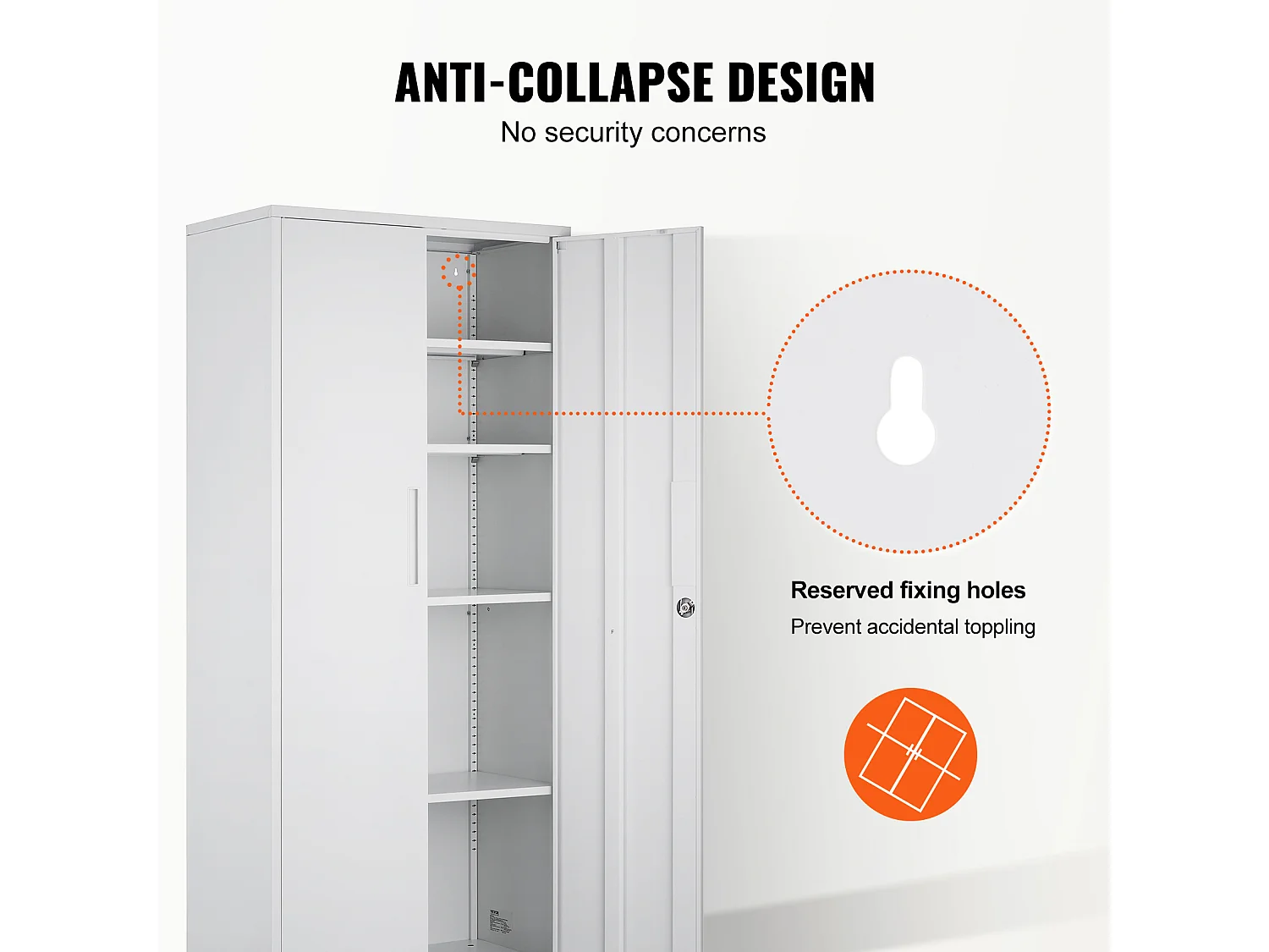 Armoire de Rangement en Métal SucceBuy, 3 Clés Étagères Réglables Porte Magnétique Blanc