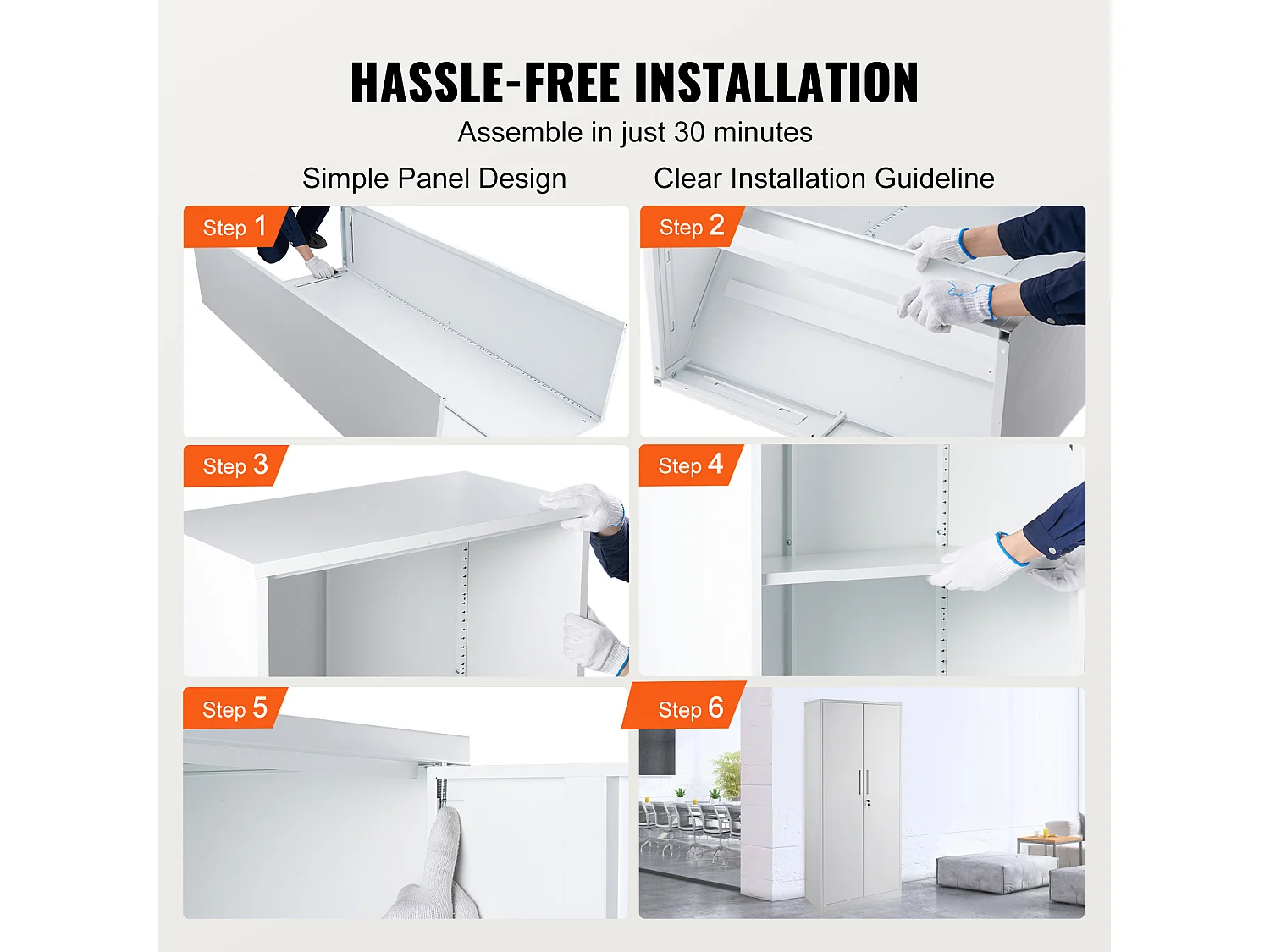 Armoire de Rangement en Métal SucceBuy, 3 Clés Étagères Réglables Porte Magnétique Blanc