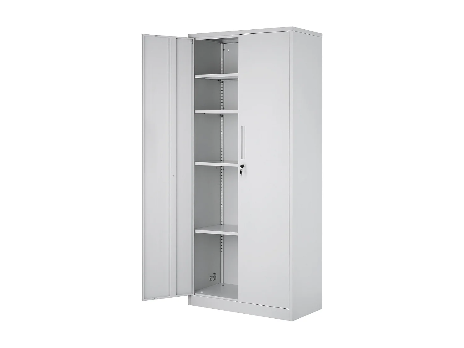 Armoire de Rangement en Métal SucceBuy, 3 Clés Étagères Réglables Porte Magnétique Blanc