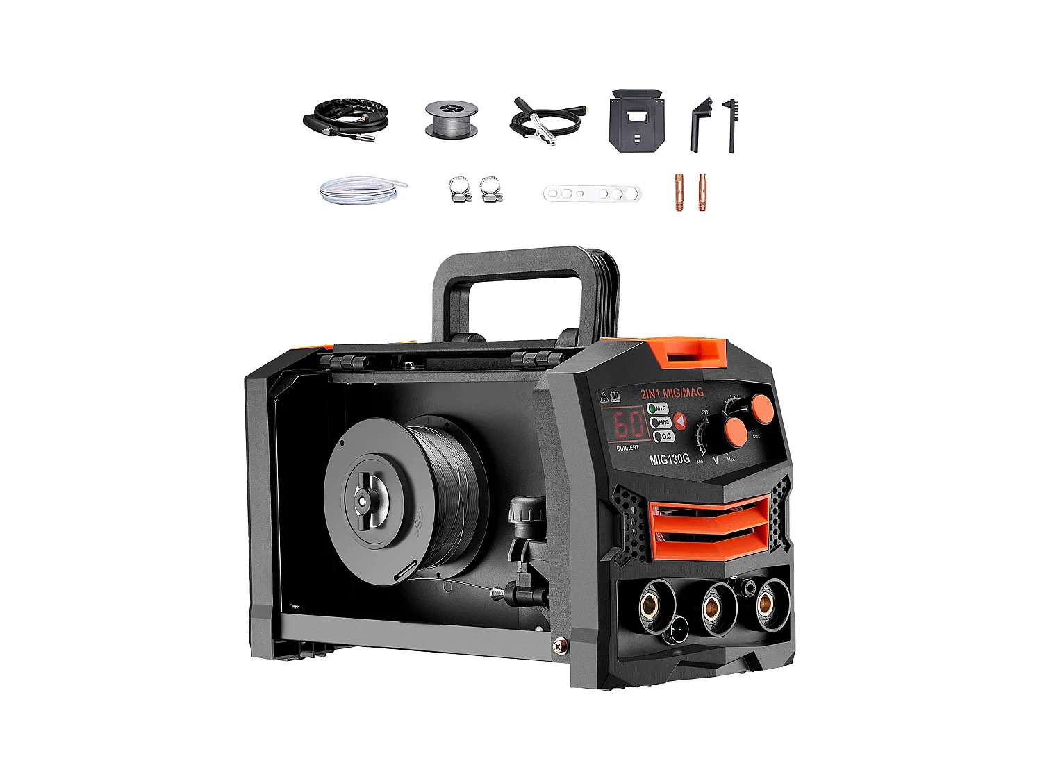 Saldatrice a Filo Animato 2 in 1 SucceBuy MIG 130A con Gas/Senza Gas, Saldatrice MIG Inverter IGBT Portatile