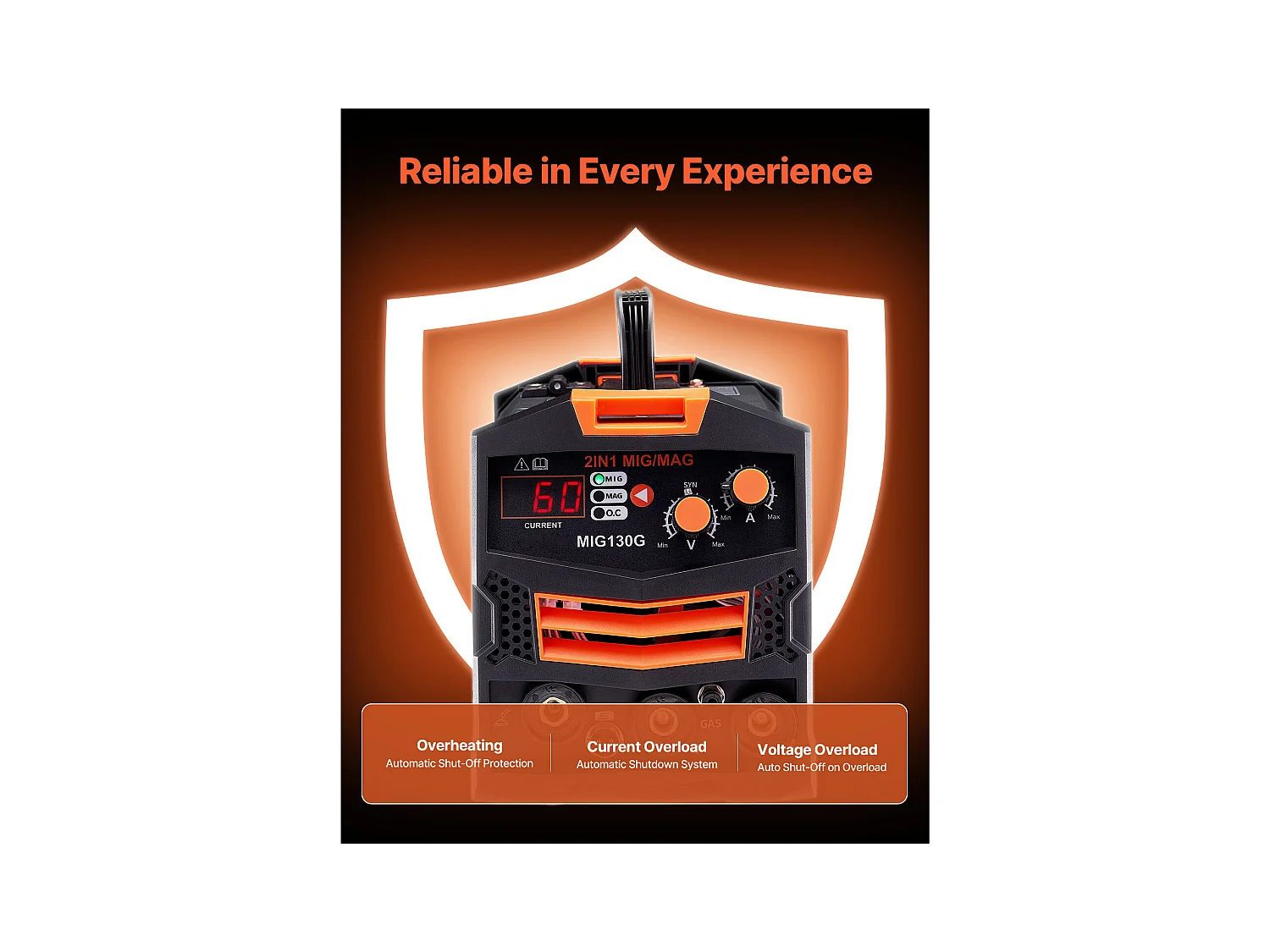 Saldatrice a Filo Animato 2 in 1 SucceBuy MIG 130A con Gas/Senza Gas, Saldatrice MIG Inverter IGBT Portatile