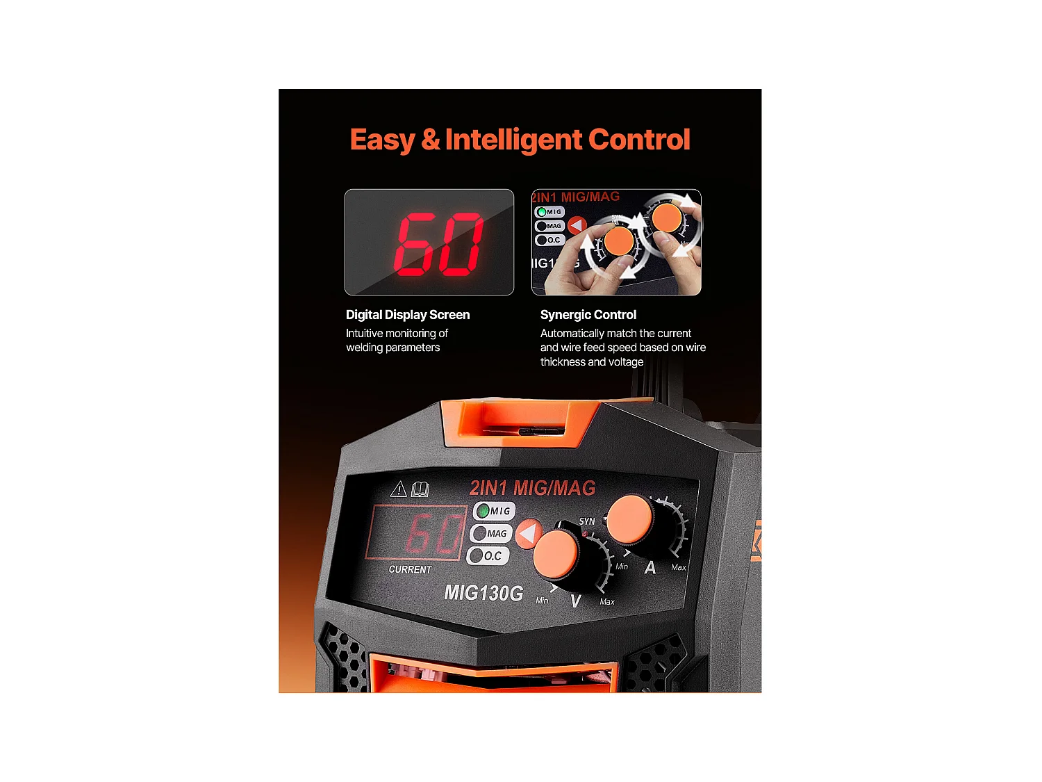 Saldatrice a Filo Animato 2 in 1 SucceBuy MIG 130A con Gas/Senza Gas, Saldatrice MIG Inverter IGBT Portatile