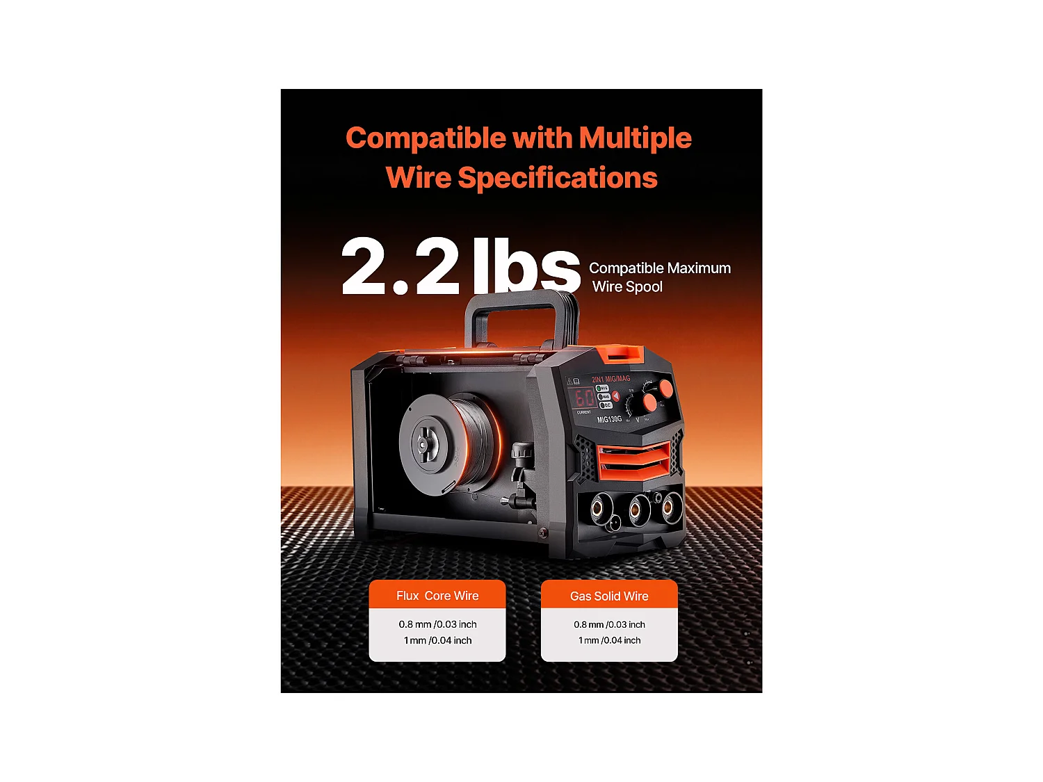 Saldatrice a Filo Animato 2 in 1 SucceBuy MIG 130A con Gas/Senza Gas, Saldatrice MIG Inverter IGBT Portatile