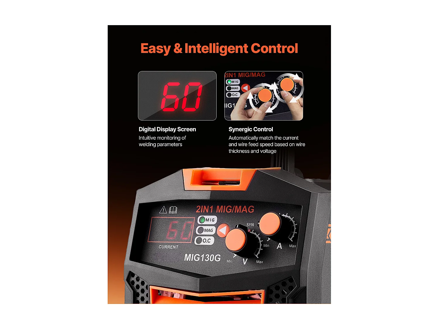 Poste de Soudage à Fil Fourré 2 en 1 SucceBuy MIG Welder 130A avec Gaz/Sans Gaz, Soudeuse MIG à Onduleur IGBT Portable