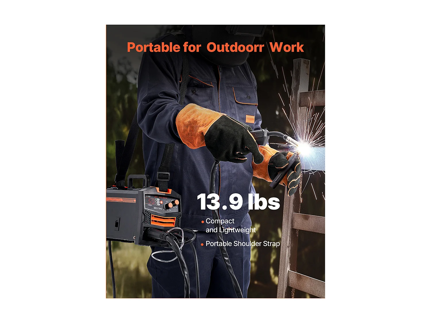 Poste de Soudage à Fil Fourré 2 en 1 SucceBuy MIG Welder 130A avec Gaz/Sans Gaz, Soudeuse MIG à Onduleur IGBT Portable