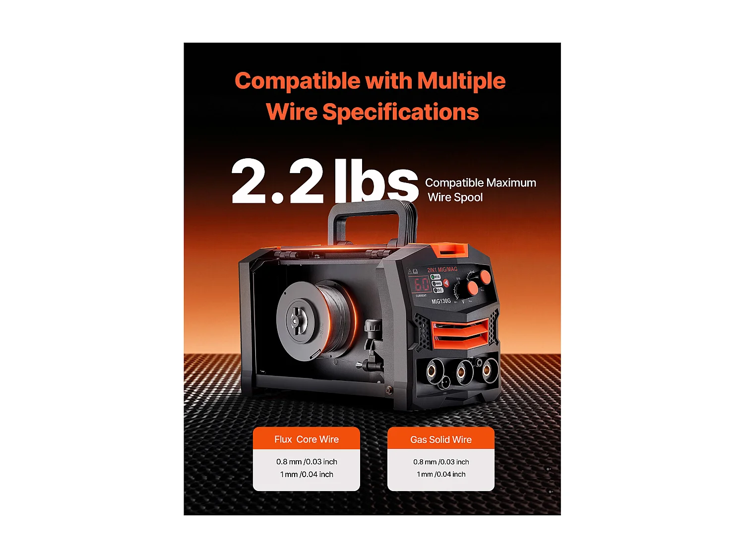 Poste de Soudage à Fil Fourré 2 en 1 SucceBuy MIG Welder 130A avec Gaz/Sans Gaz, Soudeuse MIG à Onduleur IGBT Portable