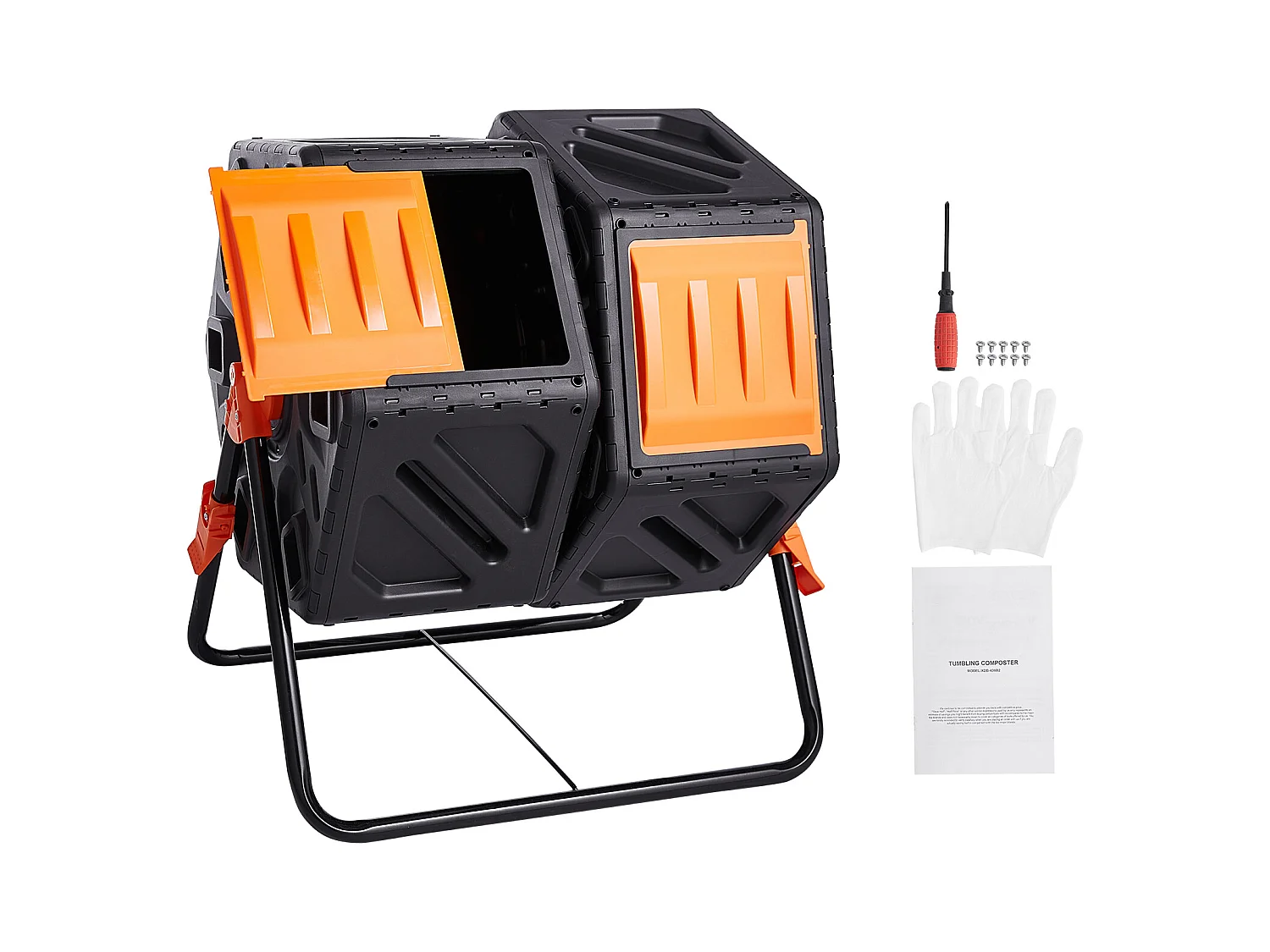 Compostiera SucceBuy a Doppia Camera da 37 Galloni, Tamburo Rotante con Porte Scorrevoli