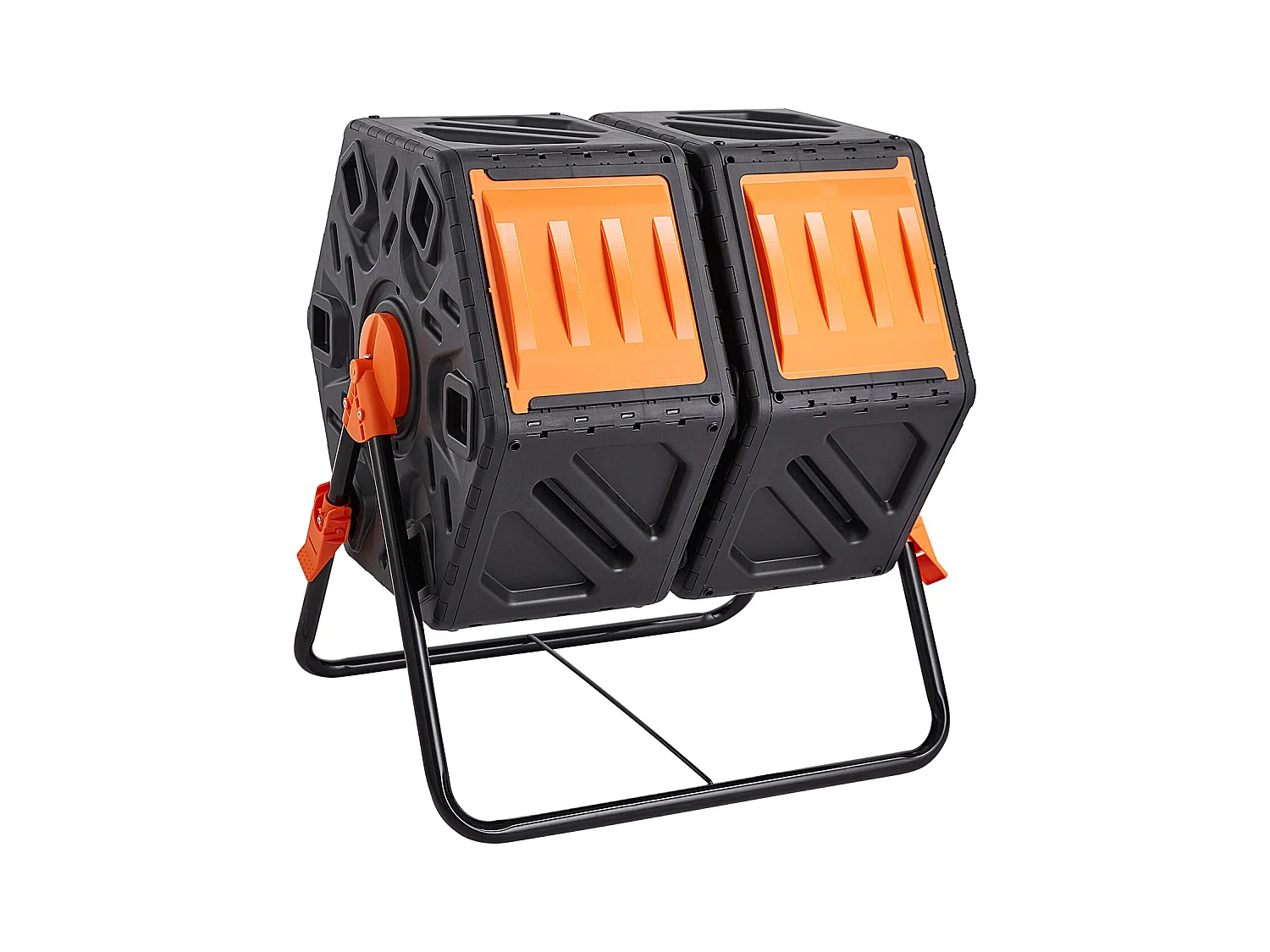 Composteur de jardin SucceBuy Composteur à Double Chambre de 37 Gal, Tambour Rotatif avec Portes Coulissantes