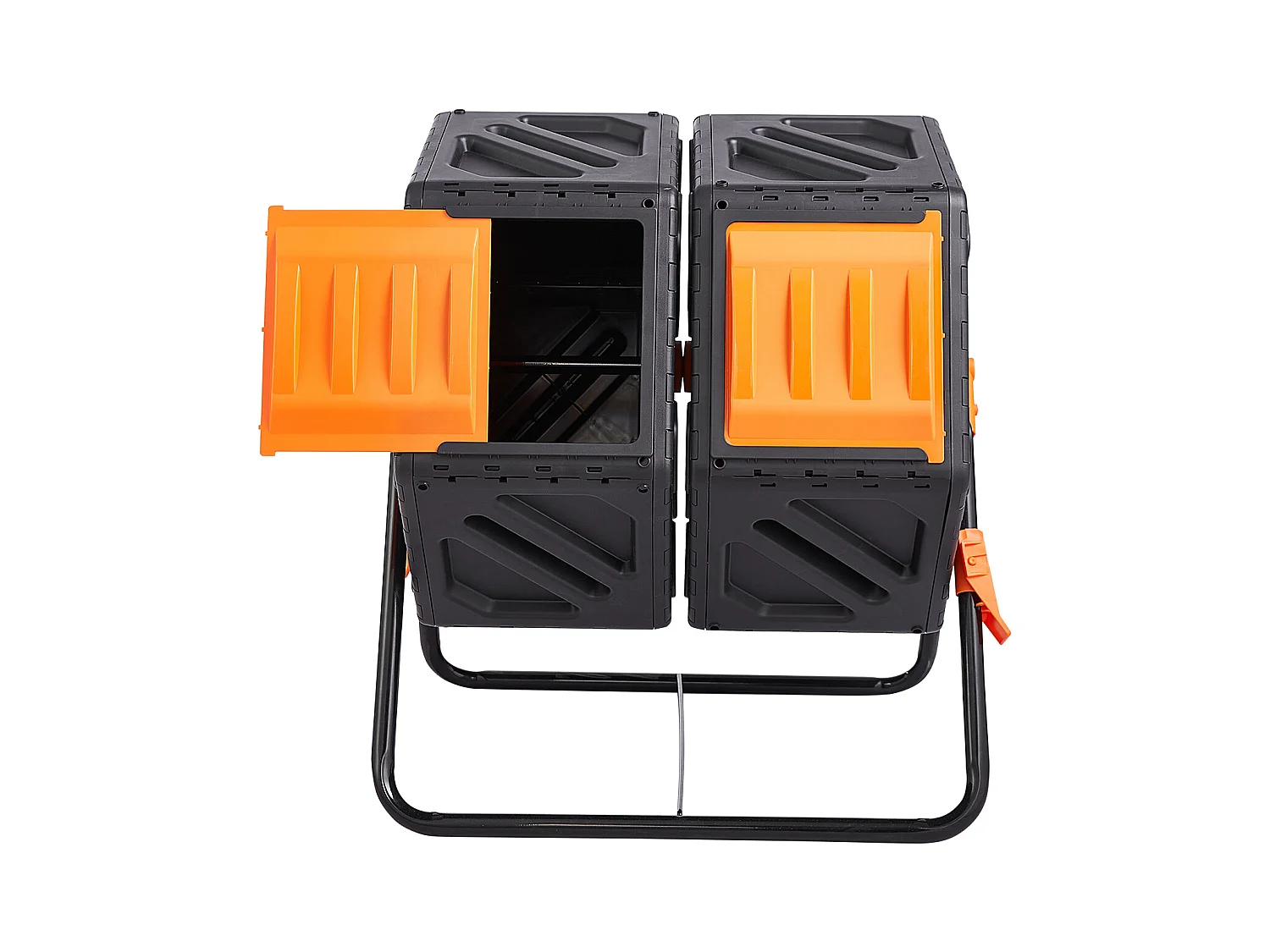 Composteur de jardin SucceBuy Composteur à Double Chambre de 37 Gal, Tambour Rotatif avec Portes Coulissantes