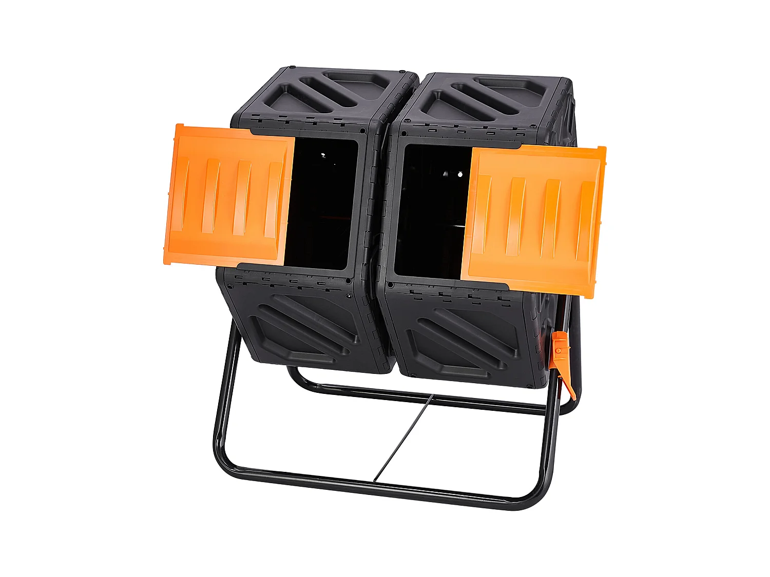 Composteur de jardin SucceBuy Composteur à Double Chambre de 37 Gal, Tambour Rotatif avec Portes Coulissantes