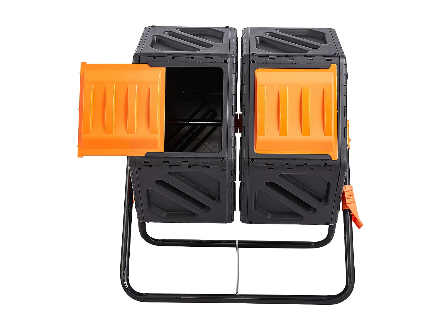 Composteur de jardin SucceBuy Composteur à Double Chambre de 37 Gal, Tambour Rotatif avec Portes Coulissantes