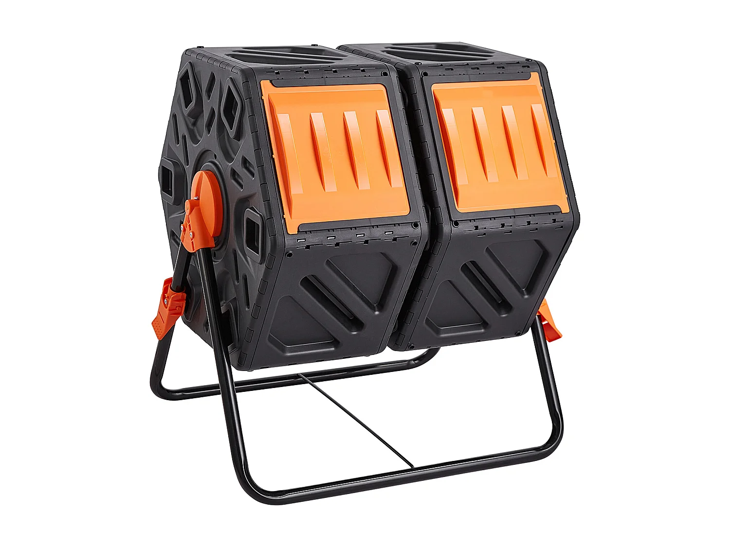 Composteur de jardin SucceBuy Composteur à Double Chambre de 37 Gal, Tambour Rotatif avec Portes Coulissantes