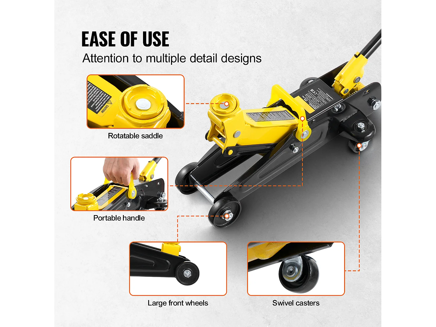 Cric Hydraulique SucceBuy Cric de Sol à Profil Bas de 1,5 Tonne, Hydraulique à Piston Unique Robuste