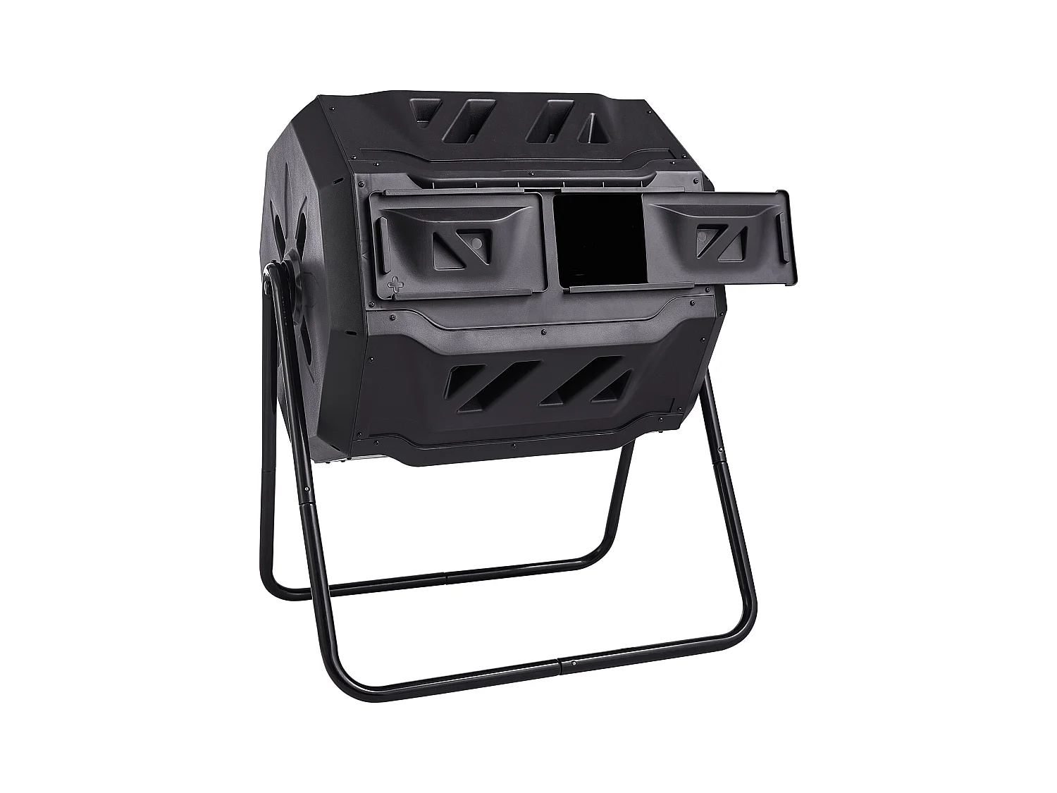 Composteur de jardin SucceBuy Composteur à Double Chambre de 43 Gal, Tambour Rotatif avec Portes Coulissantes