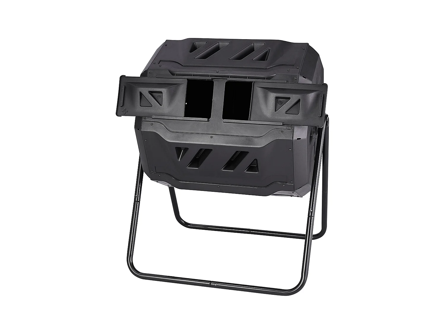 Composteur de jardin SucceBuy Composteur à Double Chambre de 43 Gal, Tambour Rotatif avec Portes Coulissantes