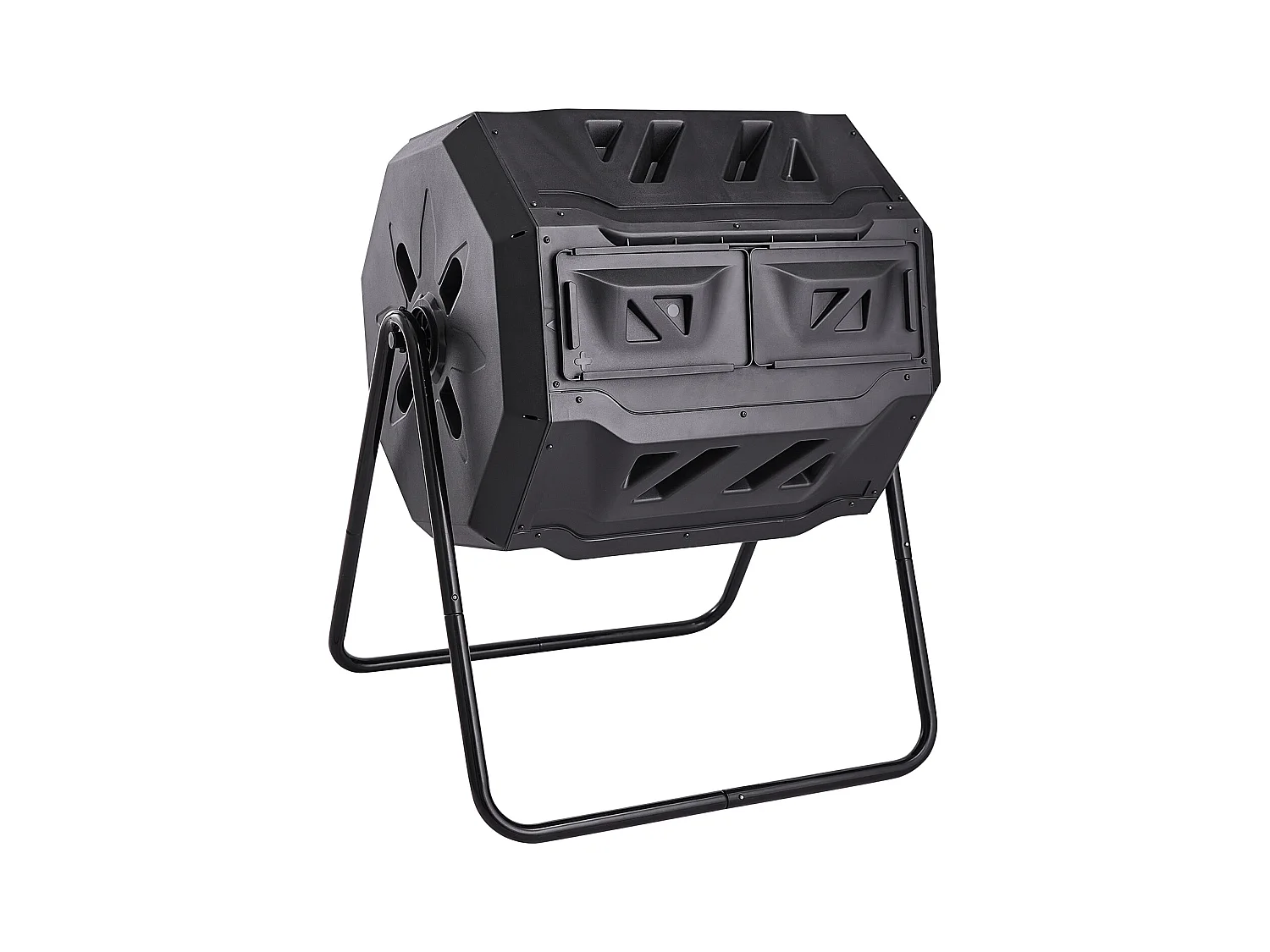 Composteur de jardin SucceBuy Composteur à Double Chambre de 43 Gal, Tambour Rotatif avec Portes Coulissantes