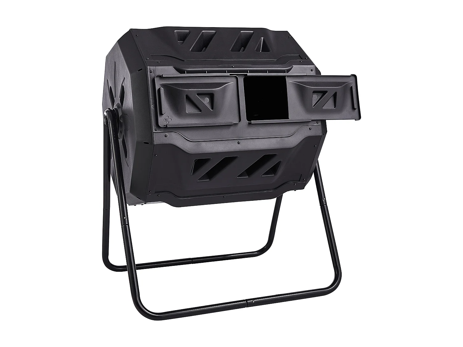 Composteur de jardin SucceBuy Composteur à Double Chambre de 43 Gal, Tambour Rotatif avec Portes Coulissantes