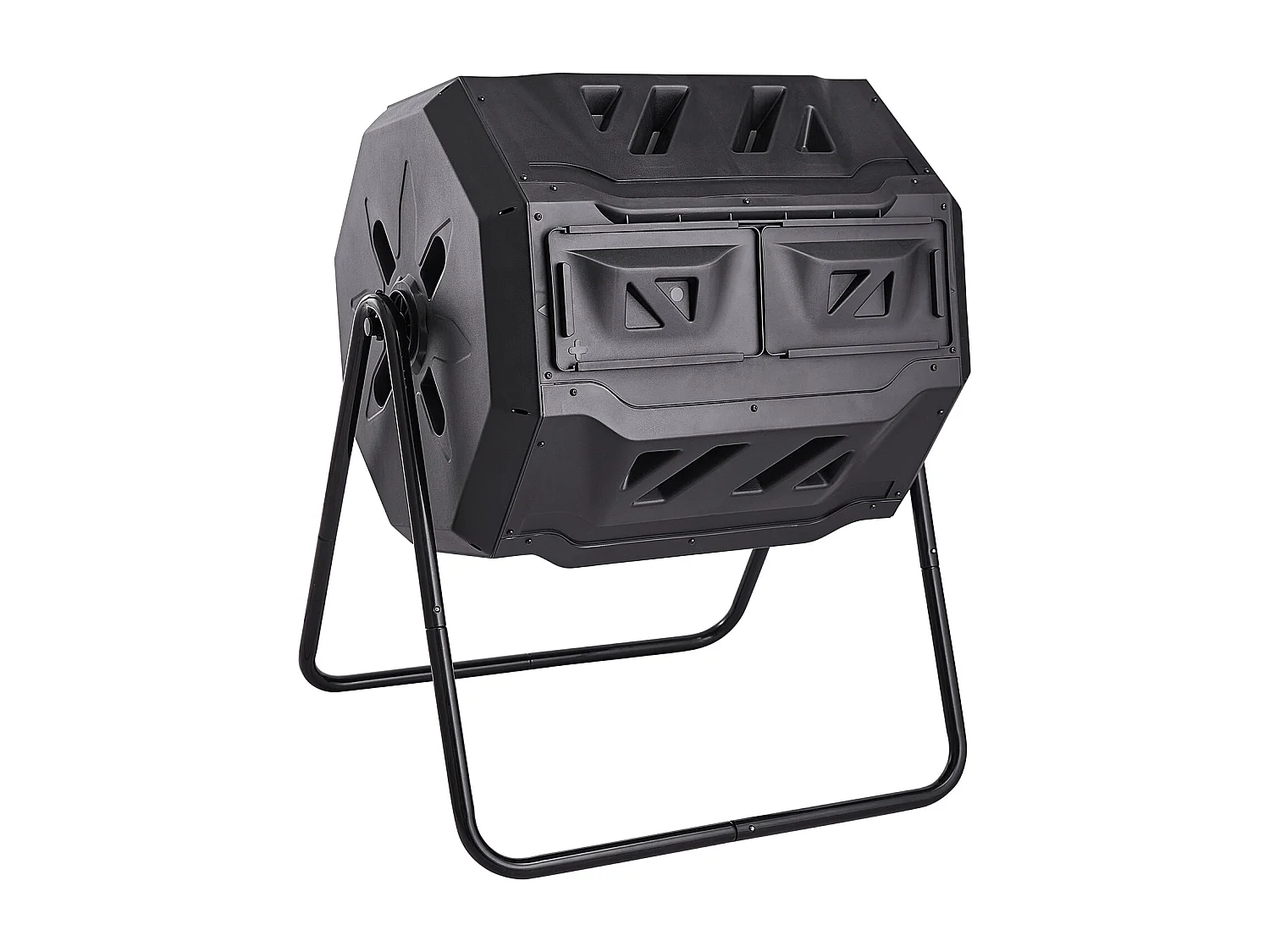 Composteur de jardin SucceBuy Composteur à Double Chambre de 43 Gal, Tambour Rotatif avec Portes Coulissantes