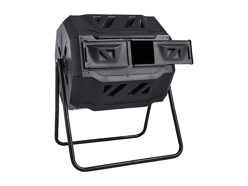 Compostiera SucceBuy a Doppia Camera da 43 Galloni, Tamburo Rotante con Porte Scorrevoli