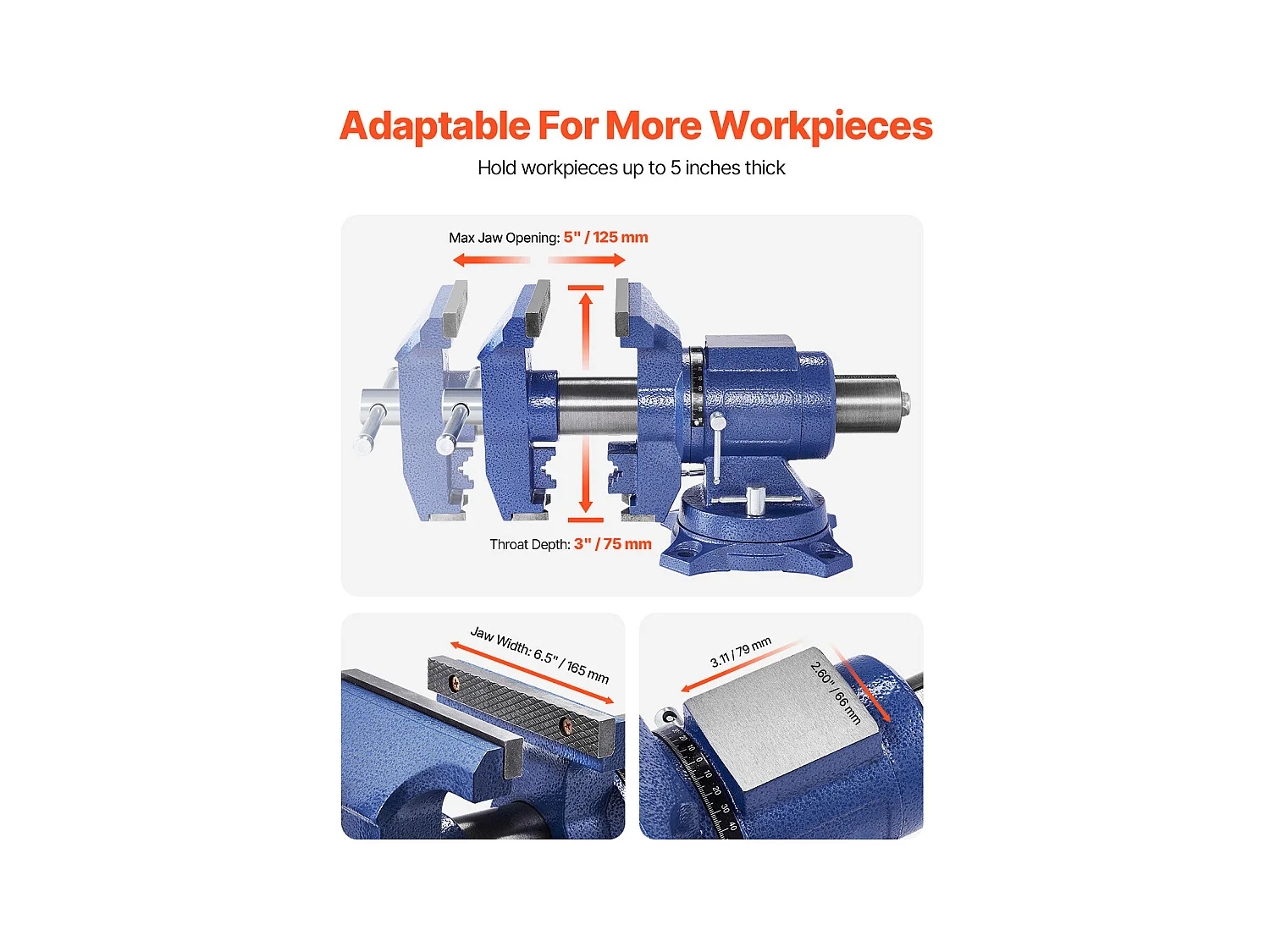 Mehrzweck-Schraubstock SucceBuy 16.51cm, Robuste 360°-Schwenkbasis