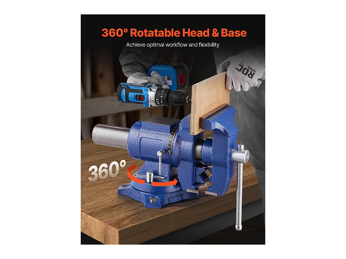 Mehrzweck-Schraubstock SucceBuy 16.51cm, Robuste 360°-Schwenkbasis