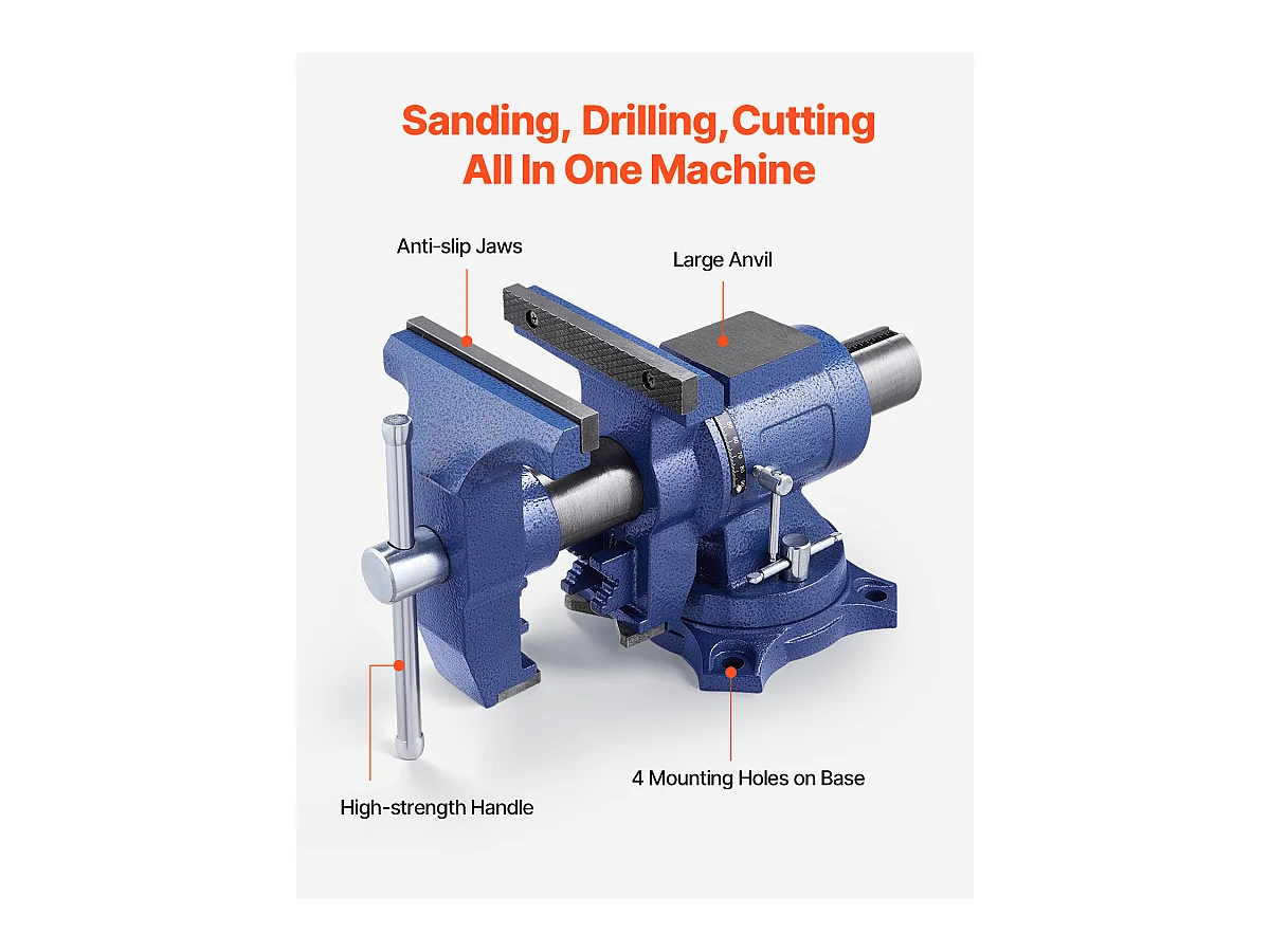 Mehrzweck-Schraubstock SucceBuy 16.51cm, Robuste 360°-Schwenkbasis