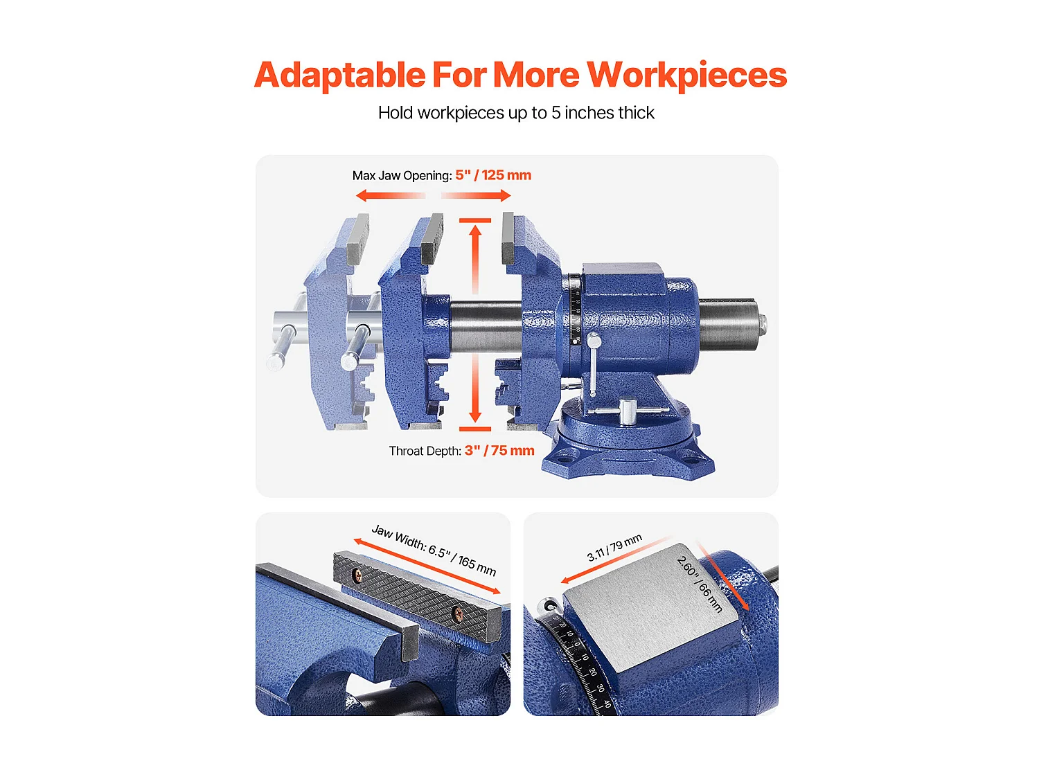 Mehrzweck-Schraubstock SucceBuy 16.51cm, Robuste 360°-Schwenkbasis