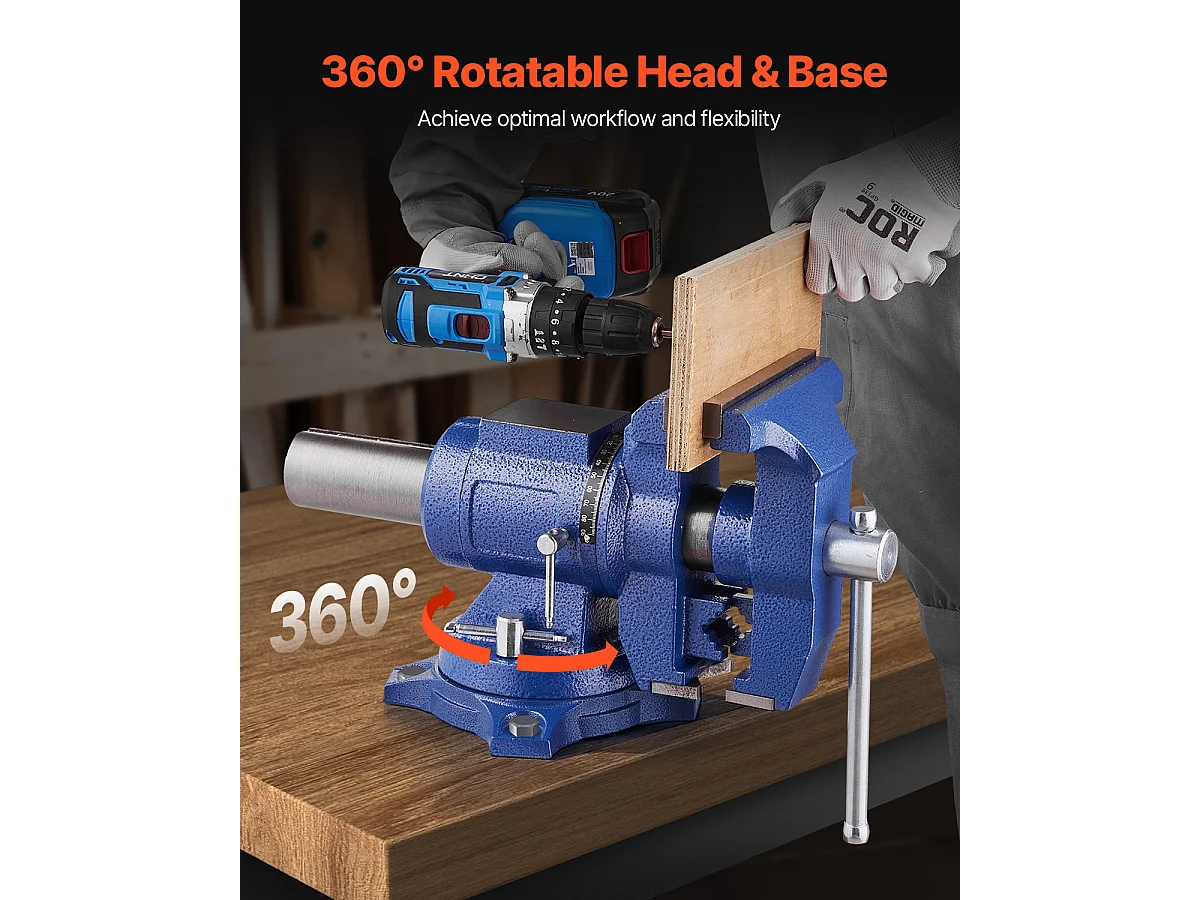 Mehrzweck-Schraubstock SucceBuy 16.51cm, Robuste 360°-Schwenkbasis