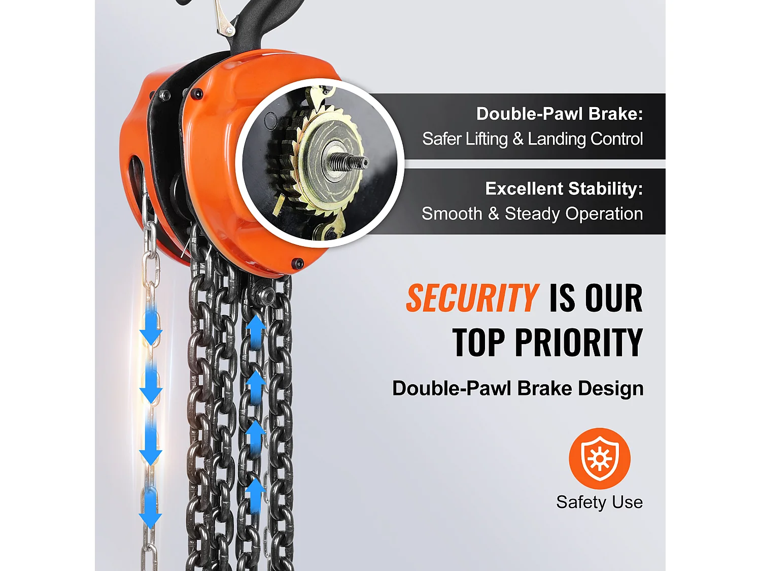 Treuil, SucceBuy Palan à Chaîne G80, Capacité de 4 400 lb, Élévateur à Cliquet de 304.8 CM