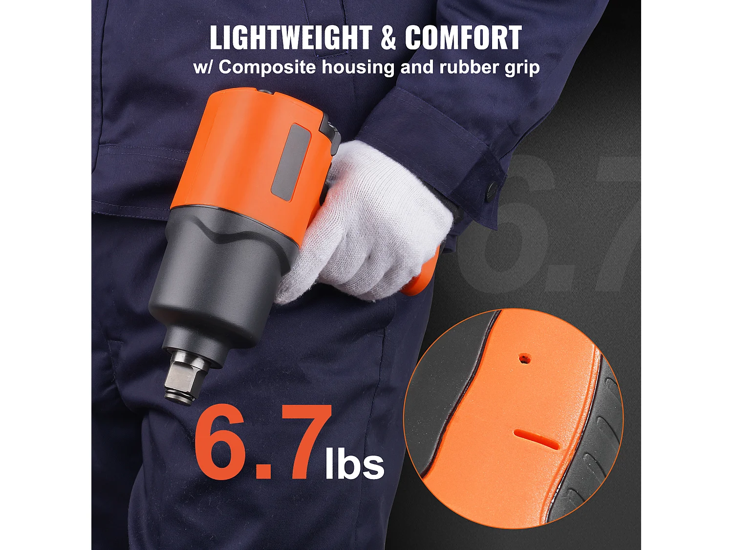 Chave de Impacto Pneumática SucceBuy, Encaixe Quadrado de 3/4", Binário de 1.870 Ft-Lbs, 90-120 Psi