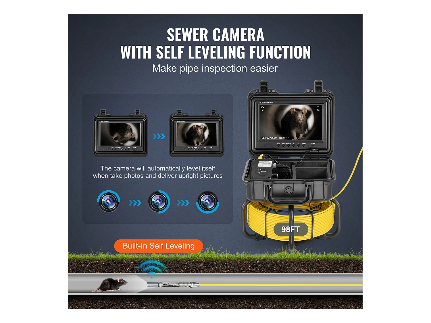 Caméra d'Inspection de Canalisation SucceBuy, 30 m de Longueur, avec Écran de 22,86 cm et Zoom 36X
