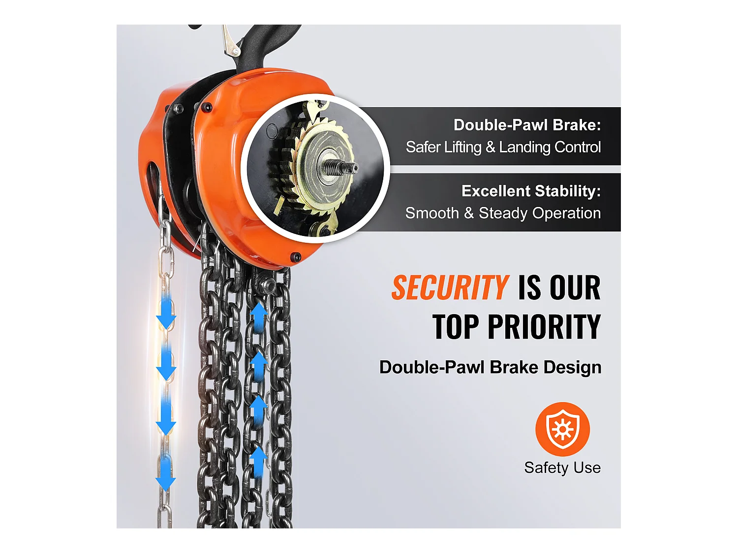 Seilwinde, SucceBuy 3-Tonnen-Kettenzug, 6.600 lb Tragkraft, 304.8 CM G80 Blocklift