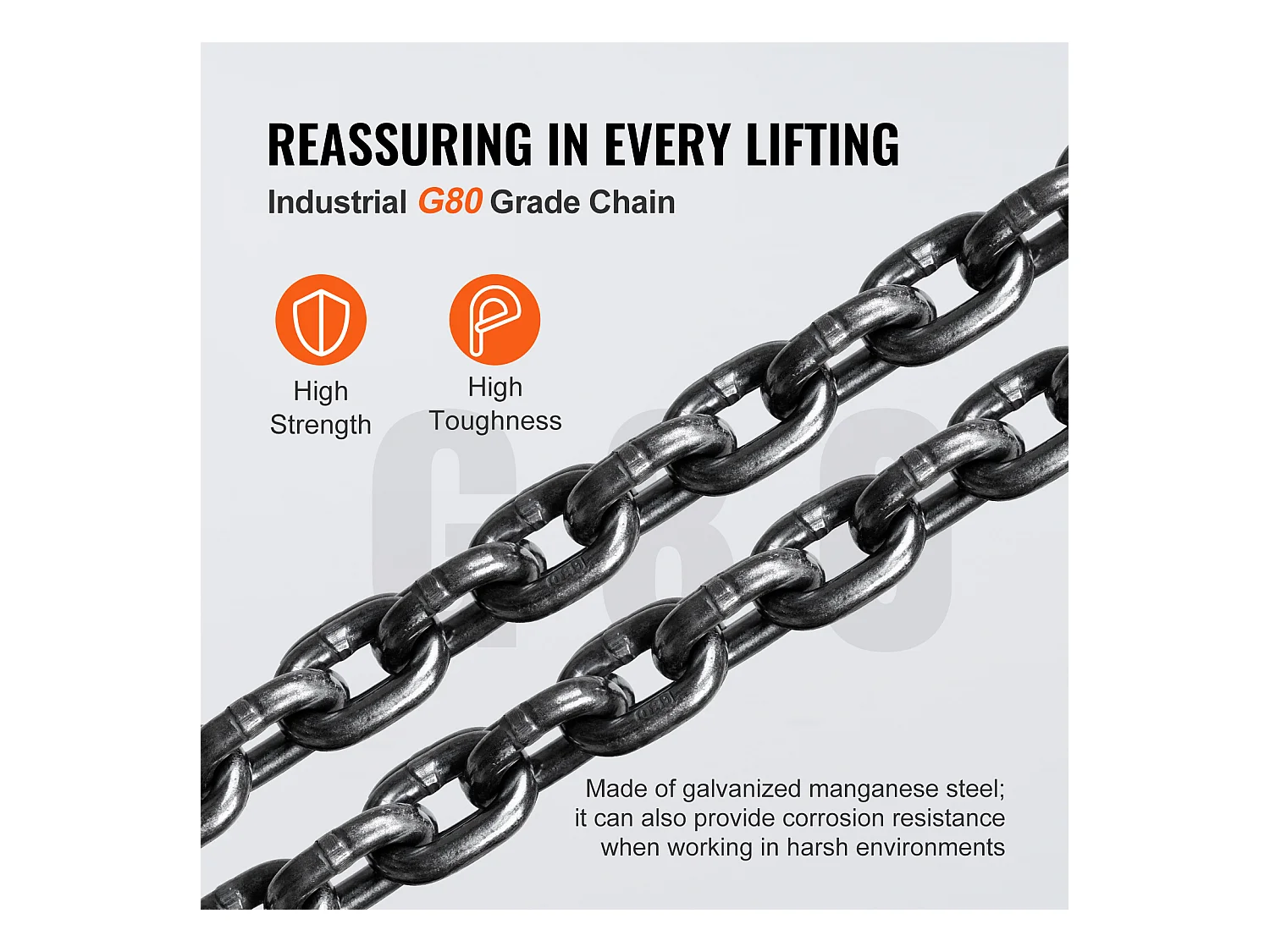Seilwinde, SucceBuy 3-Tonnen-Kettenzug, 6.600 lb Tragkraft, 304.8 CM G80 Blocklift
