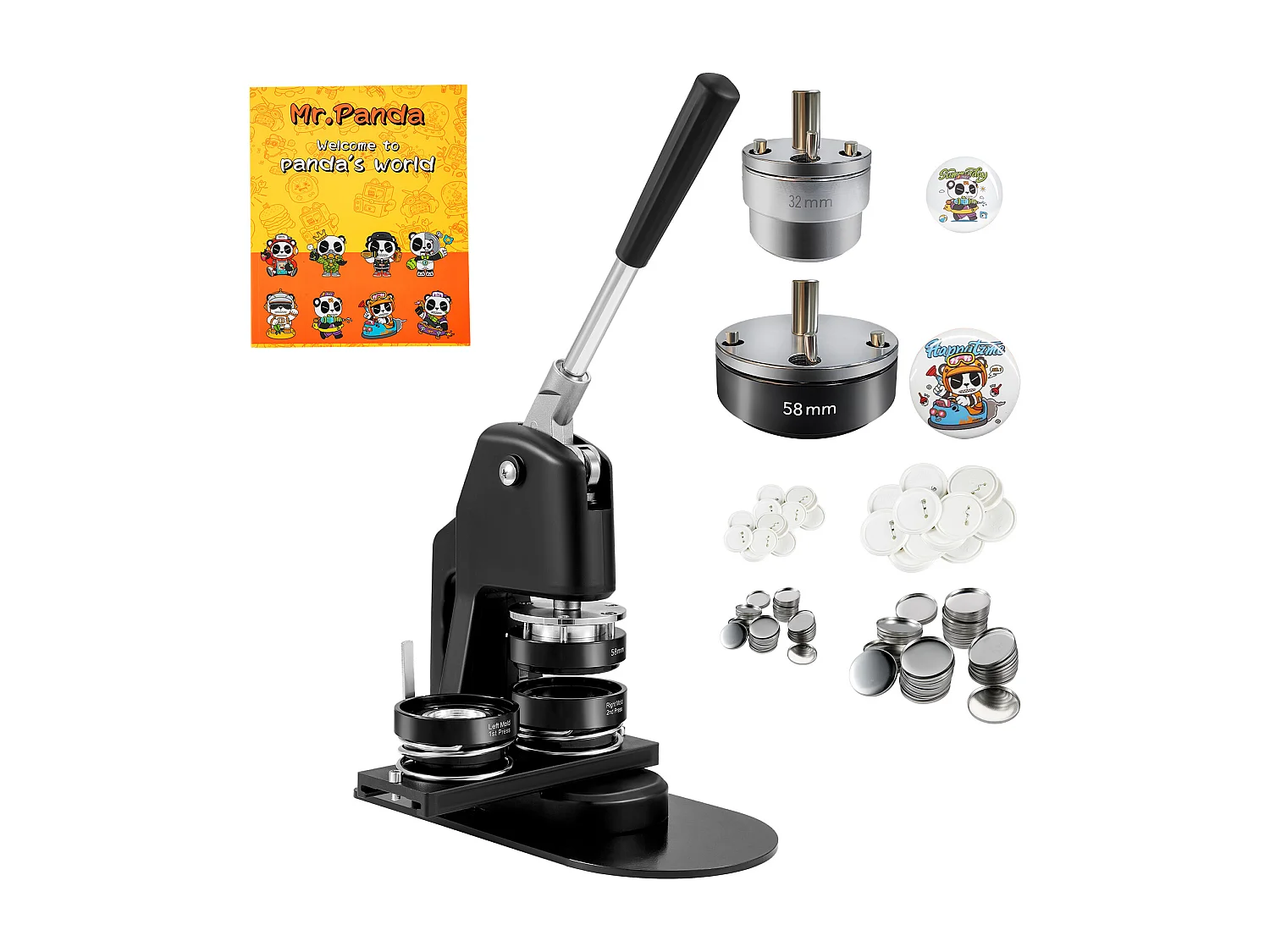 Machine à Boutons SucceBuy, Machine à Badges 3.1Cm + 5.7Cm avec Kit de Presse de 500 Pièces