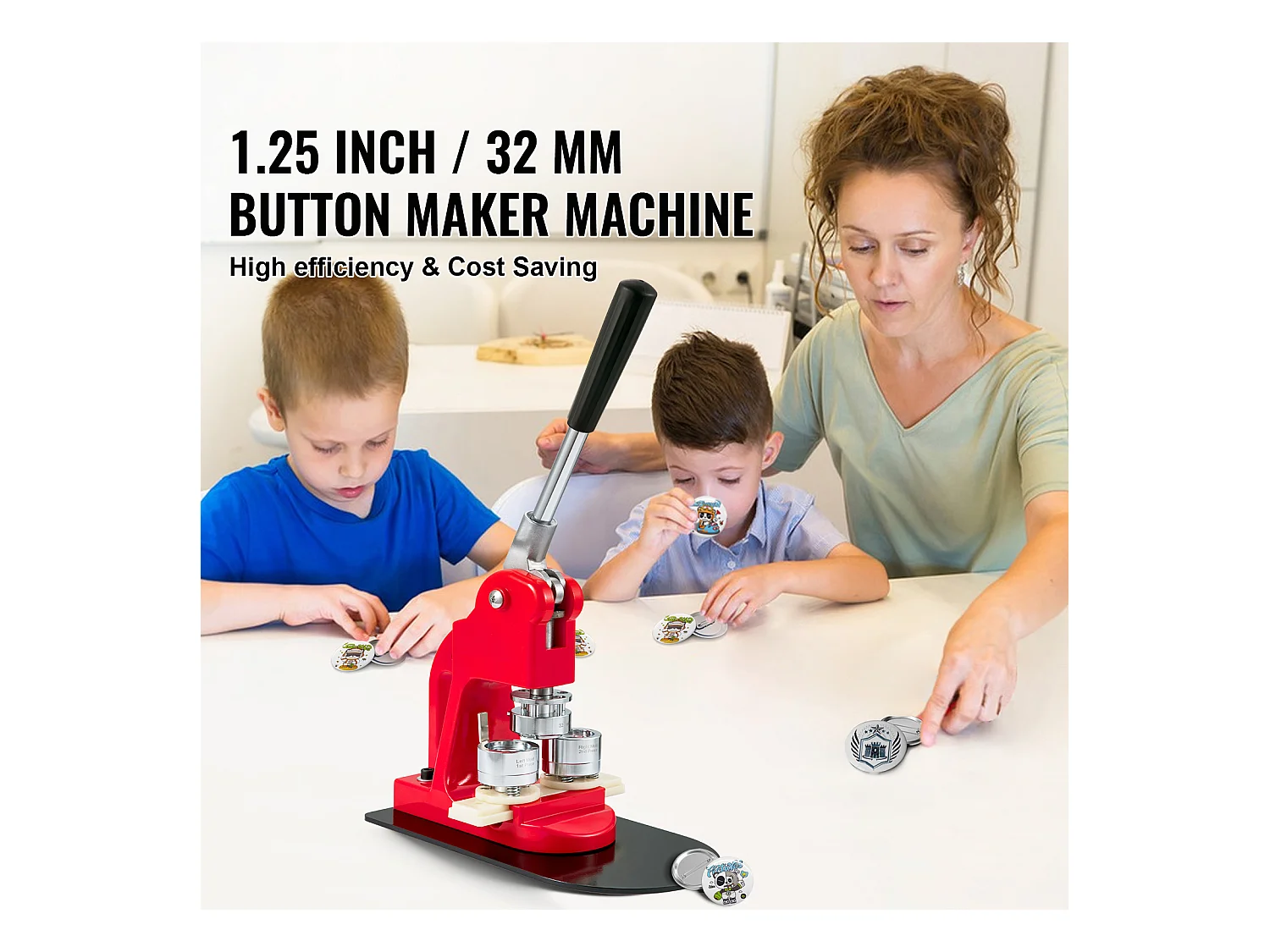 Machine à Fabriquer des Boutons SucceBuy 31mm , Kit de Presse à Badges 32 mm avec 500 Pièces Gratuites