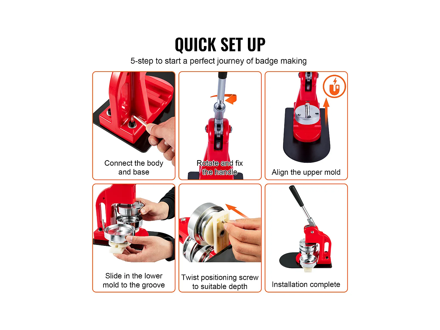 Machine à Fabriquer des Boutons SucceBuy 31mm , Kit de Presse à Badges 32 mm avec 500 Pièces Gratuites