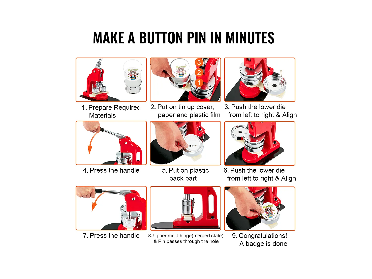 Machine à Fabriquer des Boutons SucceBuy 31mm , Kit de Presse à Badges 32 mm avec 500 Pièces Gratuites