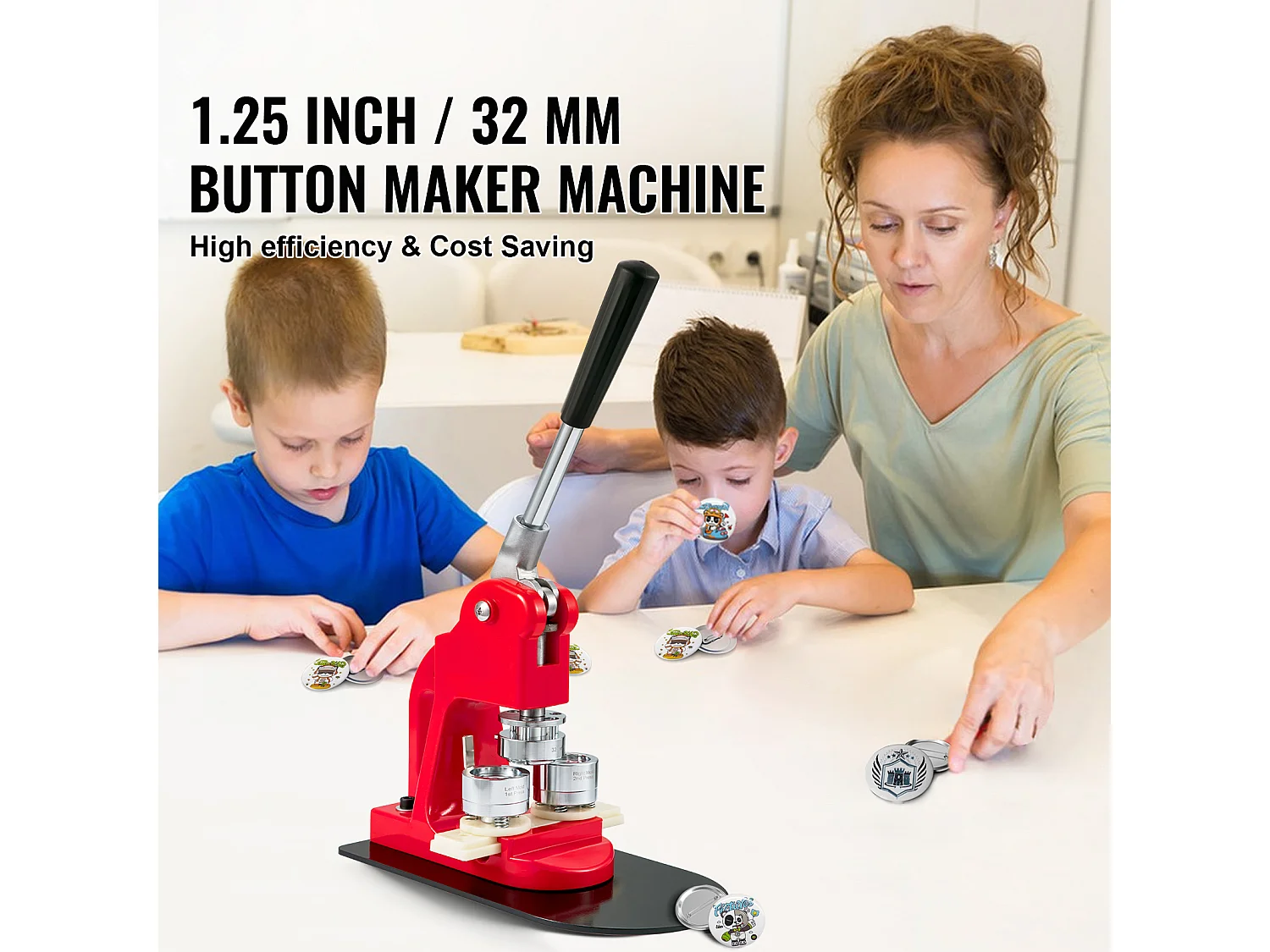 Machine à Fabriquer des Boutons SucceBuy 31mm , Kit de Presse à Badges 32 mm avec 500 Pièces Gratuites