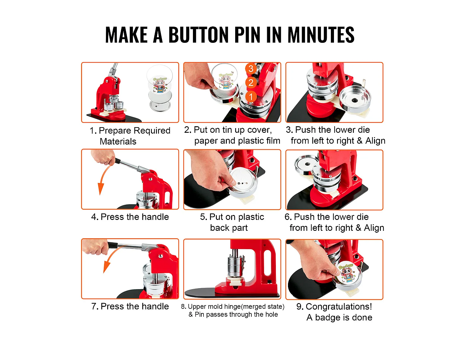 Machine à Fabriquer des Boutons SucceBuy 31mm , Kit de Presse à Badges 32 mm avec 500 Pièces Gratuites