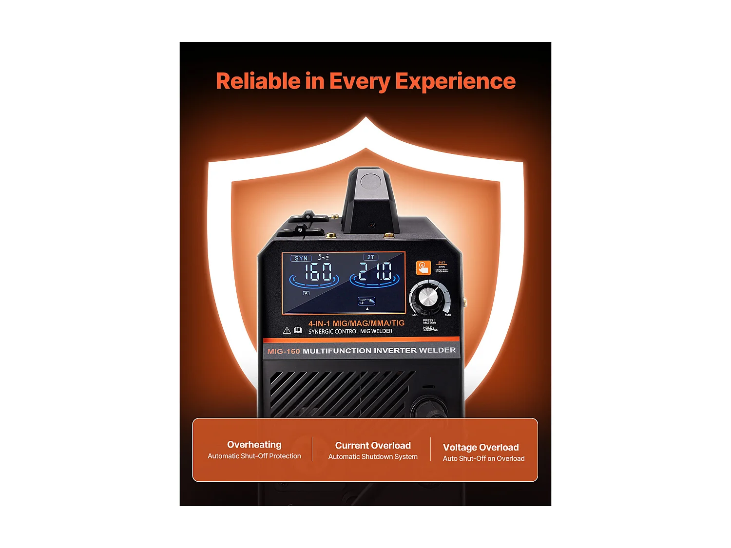 MIG-Schweißgerät SucceBuy 4-in-1 160A: Mehrprozess-Schweißmaschine 4-in-1 MIG mit Gas/MIG mit Fülldraht/Stick/Lift TIG