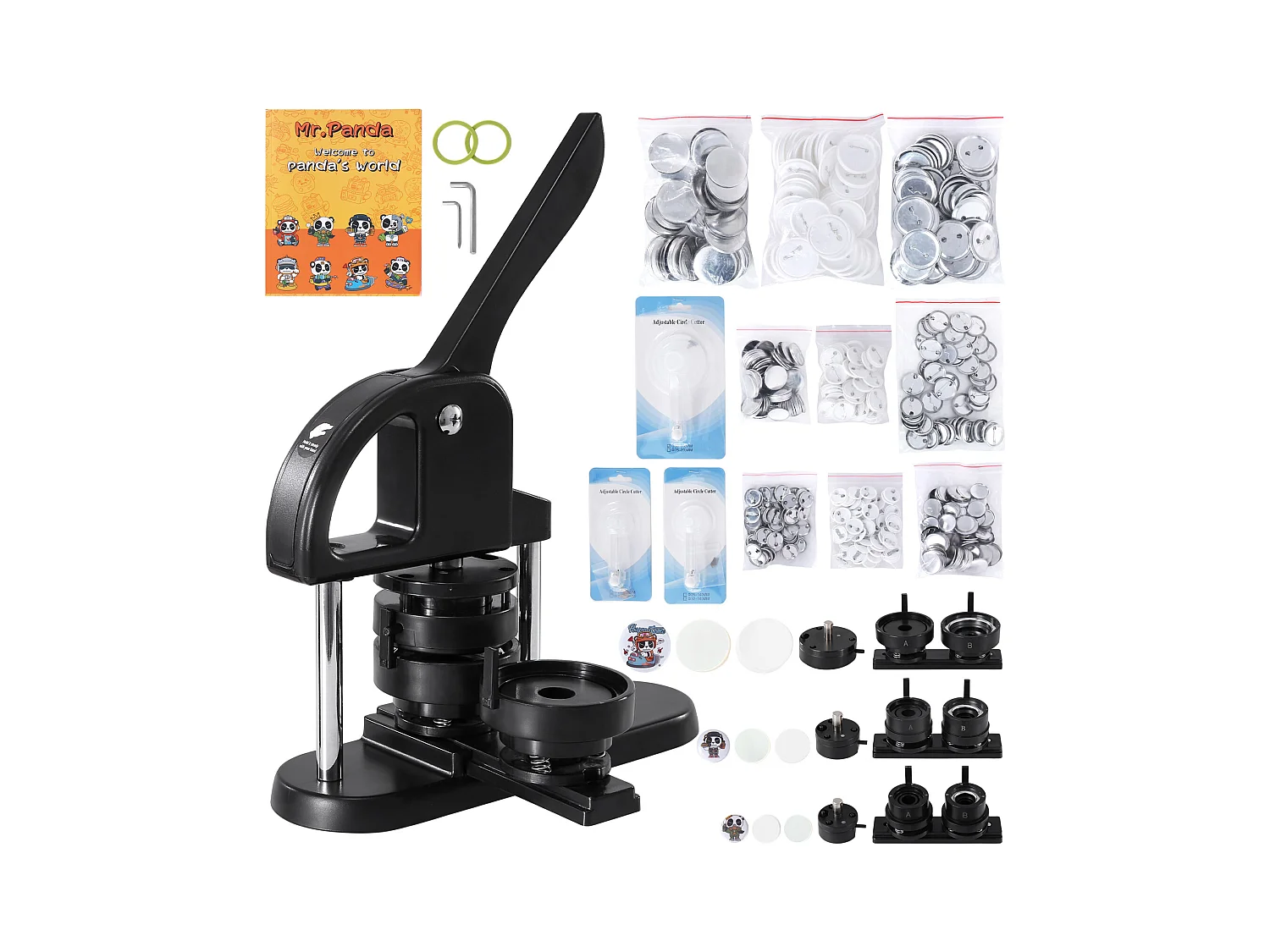 Machine à Fabriquer des Boutons SucceBuy, Machine à Fabriquer des Badges à Épingles 3 En 1 de 2.5Cm/3.1Cm/5.8Cm, 300 pièces