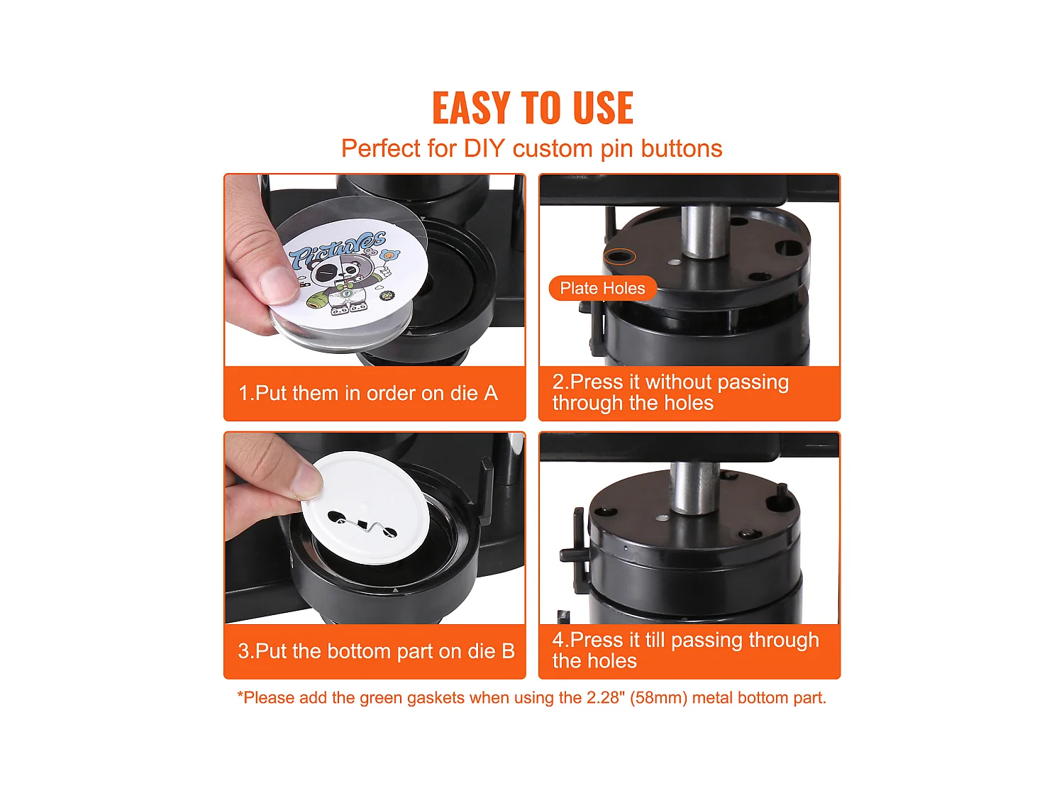 Machine à Fabriquer des Boutons SucceBuy, Machine à Fabriquer des Badges à Épingles 3 En 1 de 2.5Cm/3.1Cm/5.8Cm, 300 pièces