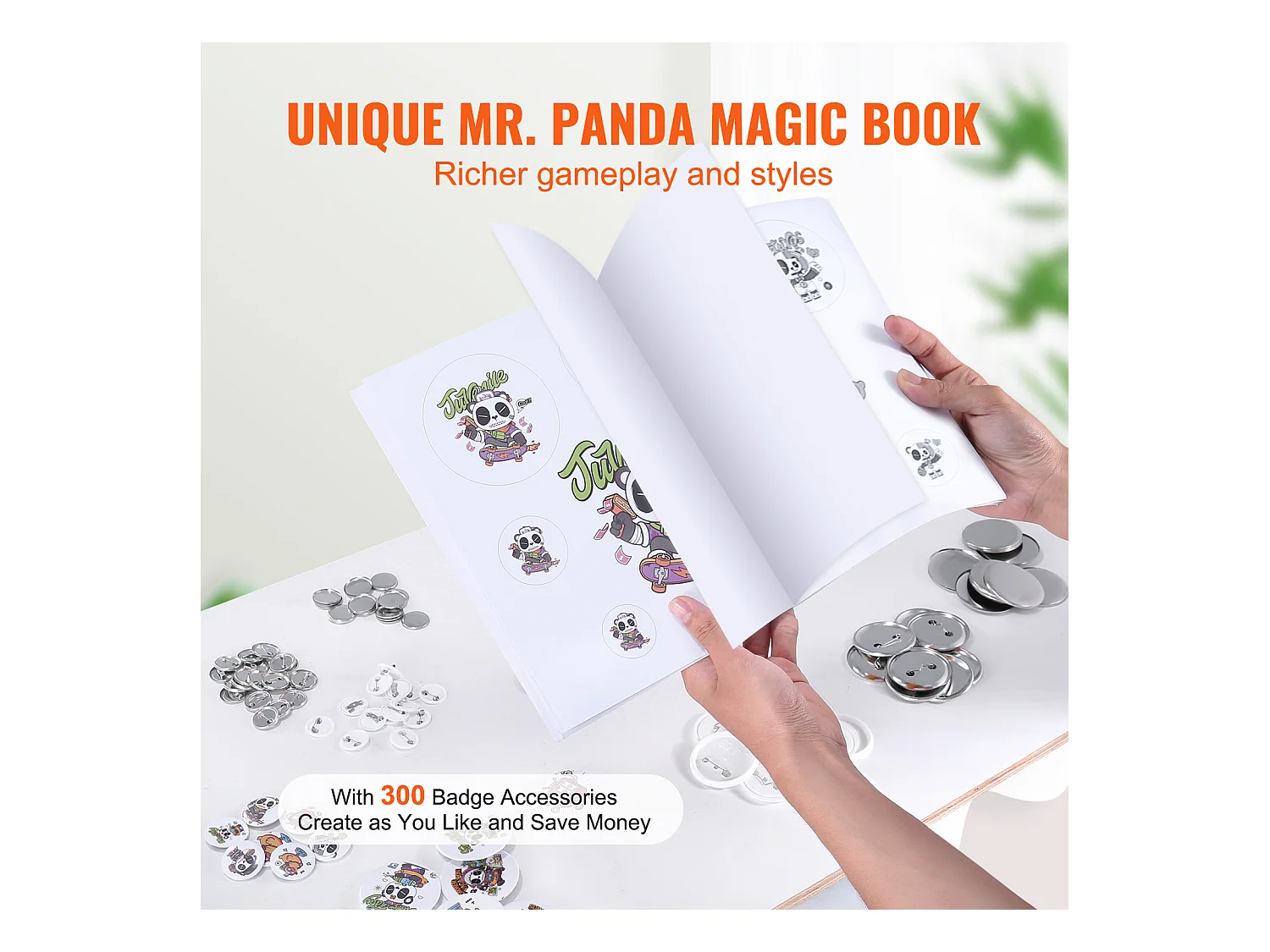 Machine à Fabriquer des Boutons SucceBuy, Machine à Fabriquer des Badges à Épingles 3 En 1 de 2.5Cm/3.1Cm/5.8Cm, 300 pièces