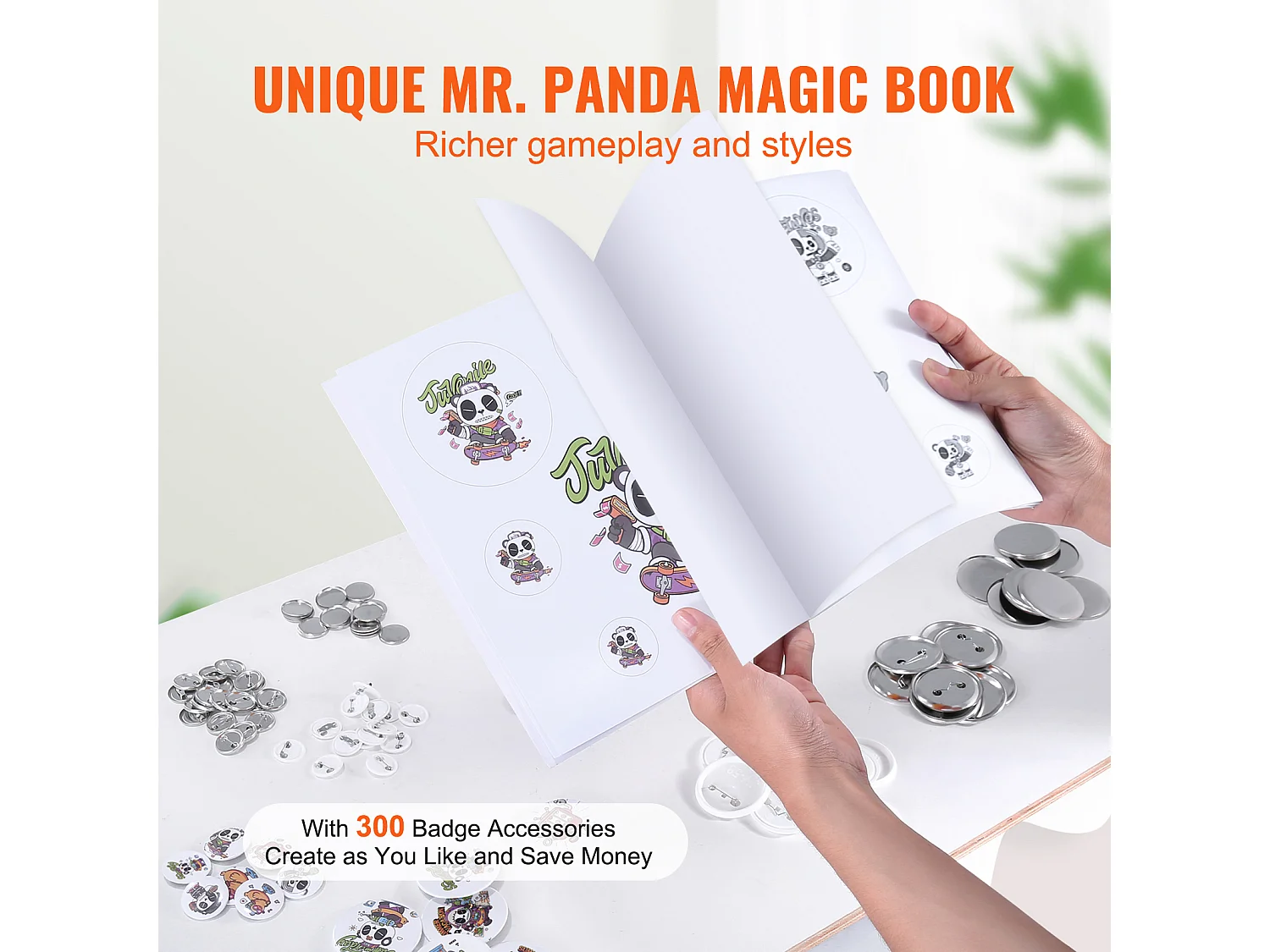 Button Maker Machine SucceBuy, 3-In-1 2,5 Cm/3,1 Cm/5,8 Cm Pin Badge Maker, 300 Stuks