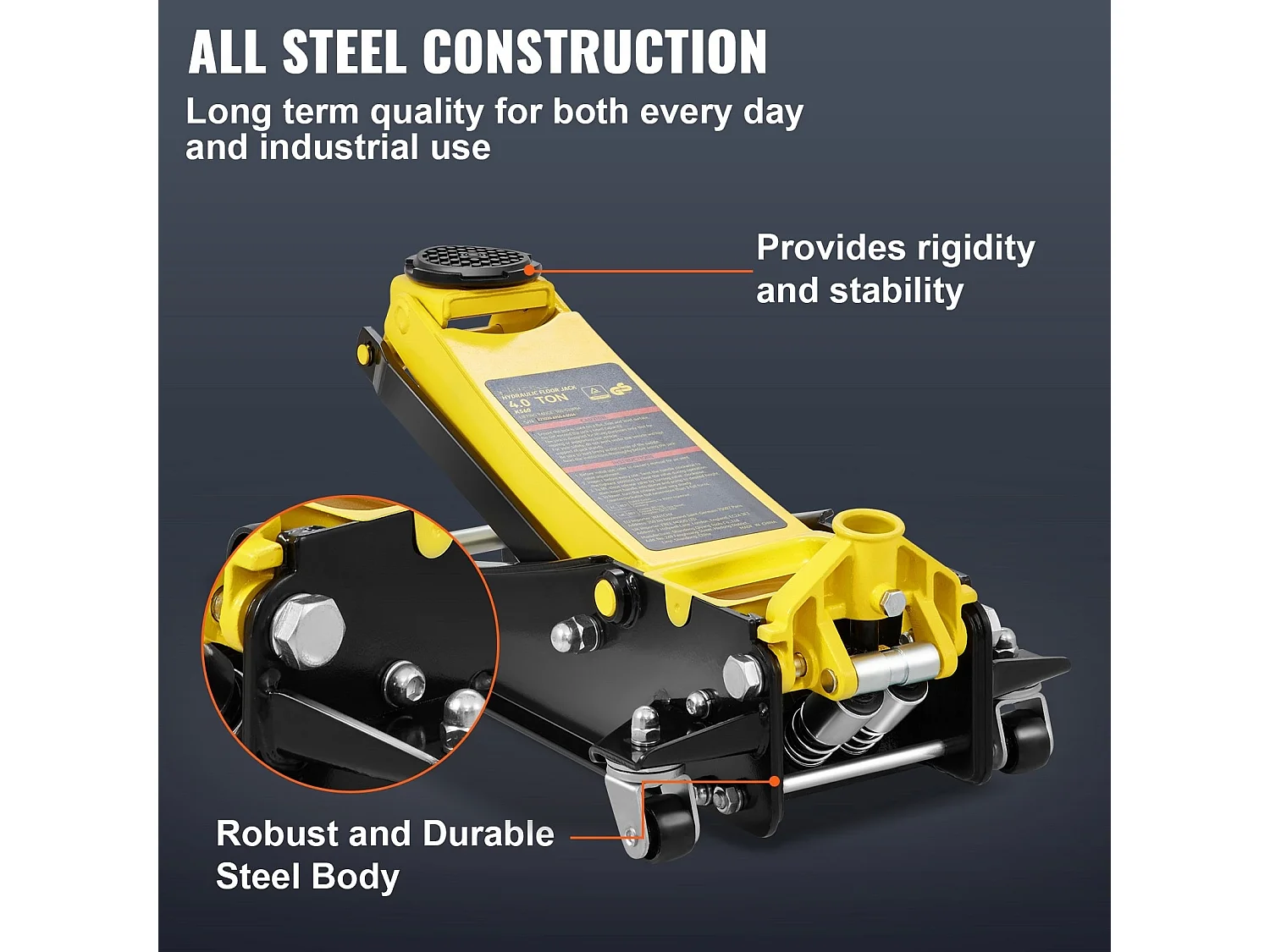 Cric Hydraulique SucceBuy Cric de Sol à Profil Bas de 4 Tonnes, Acier Robuste, Pompe à Double Piston