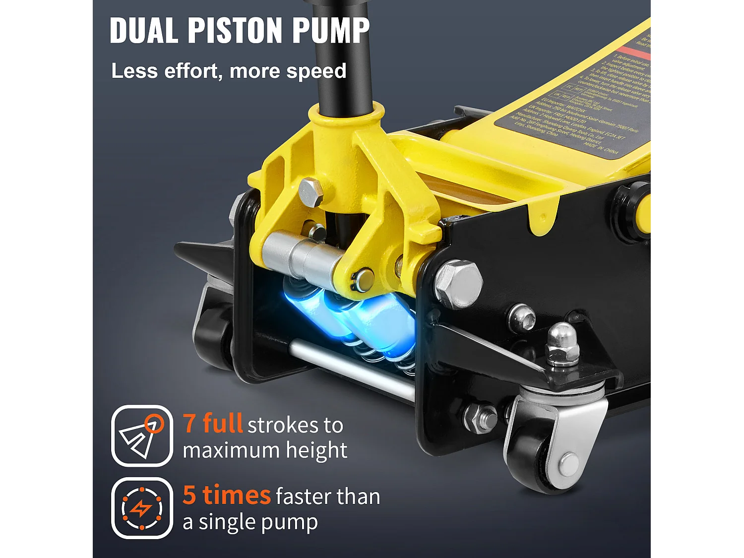 Cric Hydraulique SucceBuy Cric de Sol à Profil Bas de 4 Tonnes, Acier Robuste, Pompe à Double Piston