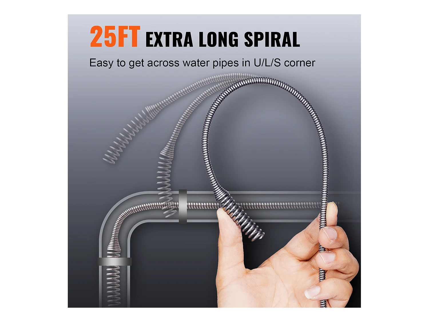 7.6M 0.6Cm Tarière de Drainage, Déboucheur de Plomberie à Alimentation Manuelle SucceBuy